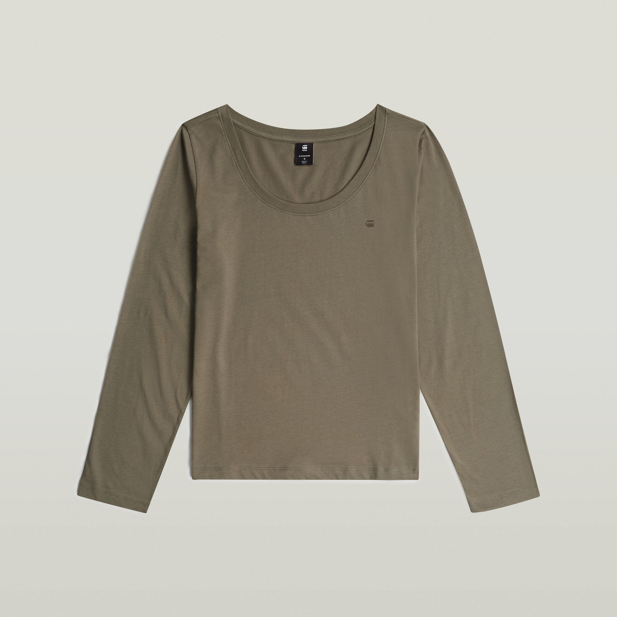 Thumbnail - Scoop Neck Long Sleeve T-Shirt - Braun - Damen