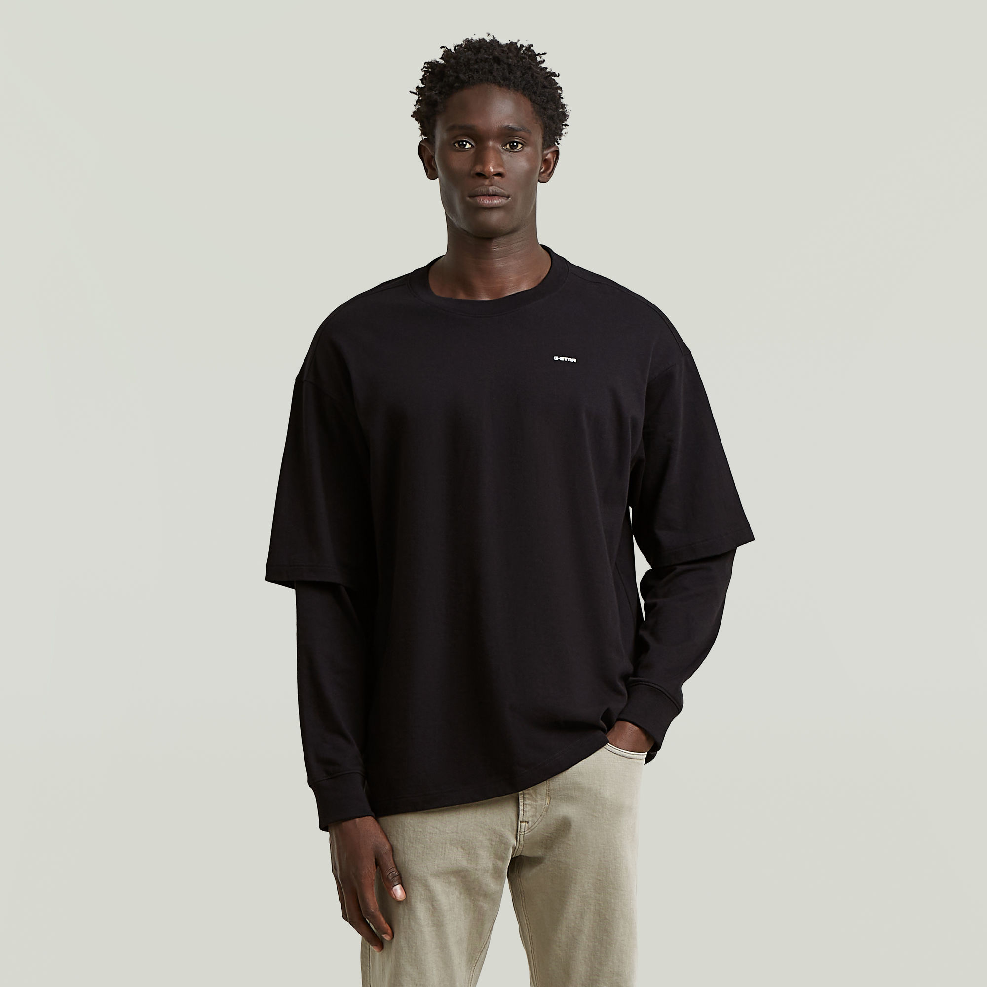 

Double Sleeve Loose T-Shirt - Black - Men