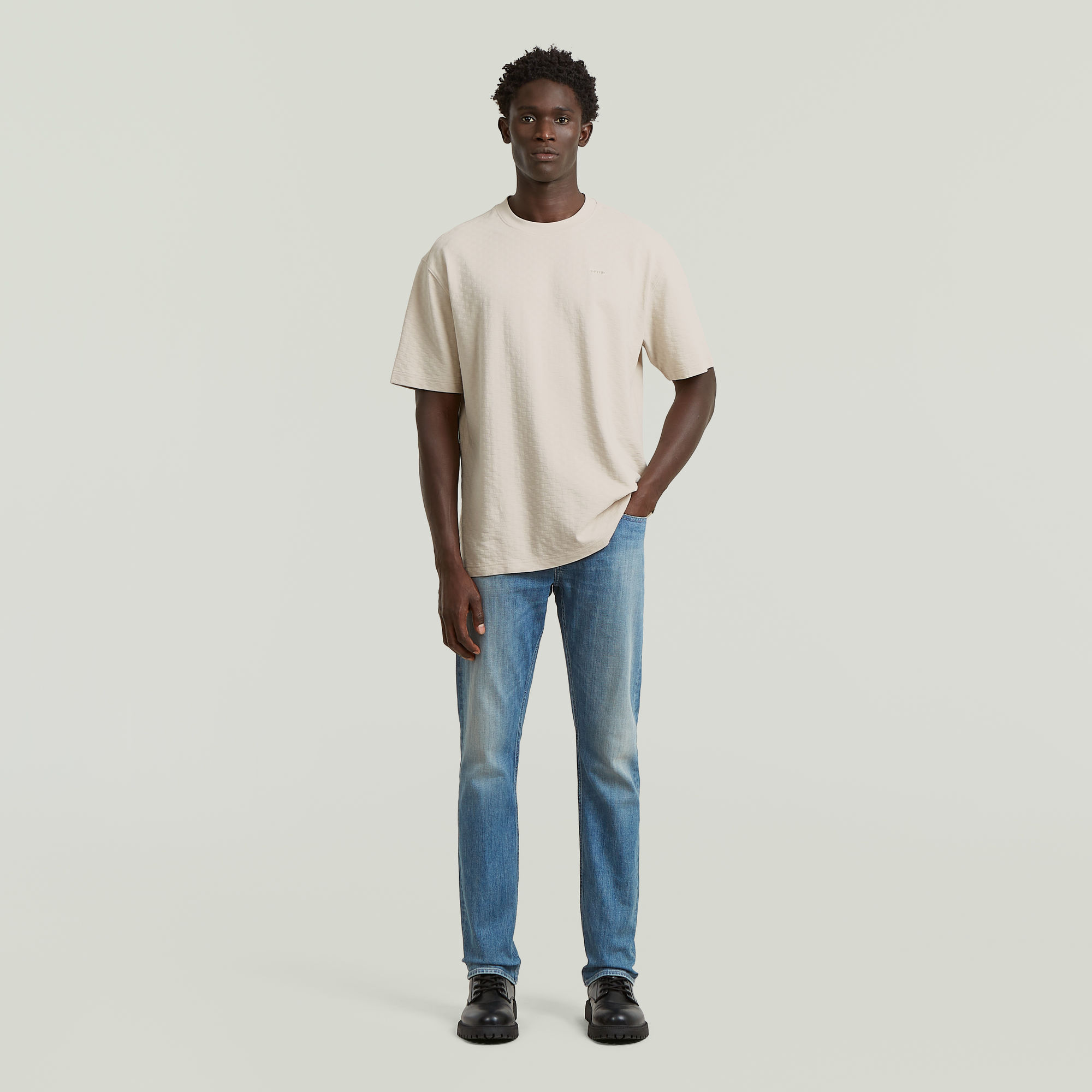 Thumbnail - Structured Relaxed Base T-Shirt - Beige - Herren