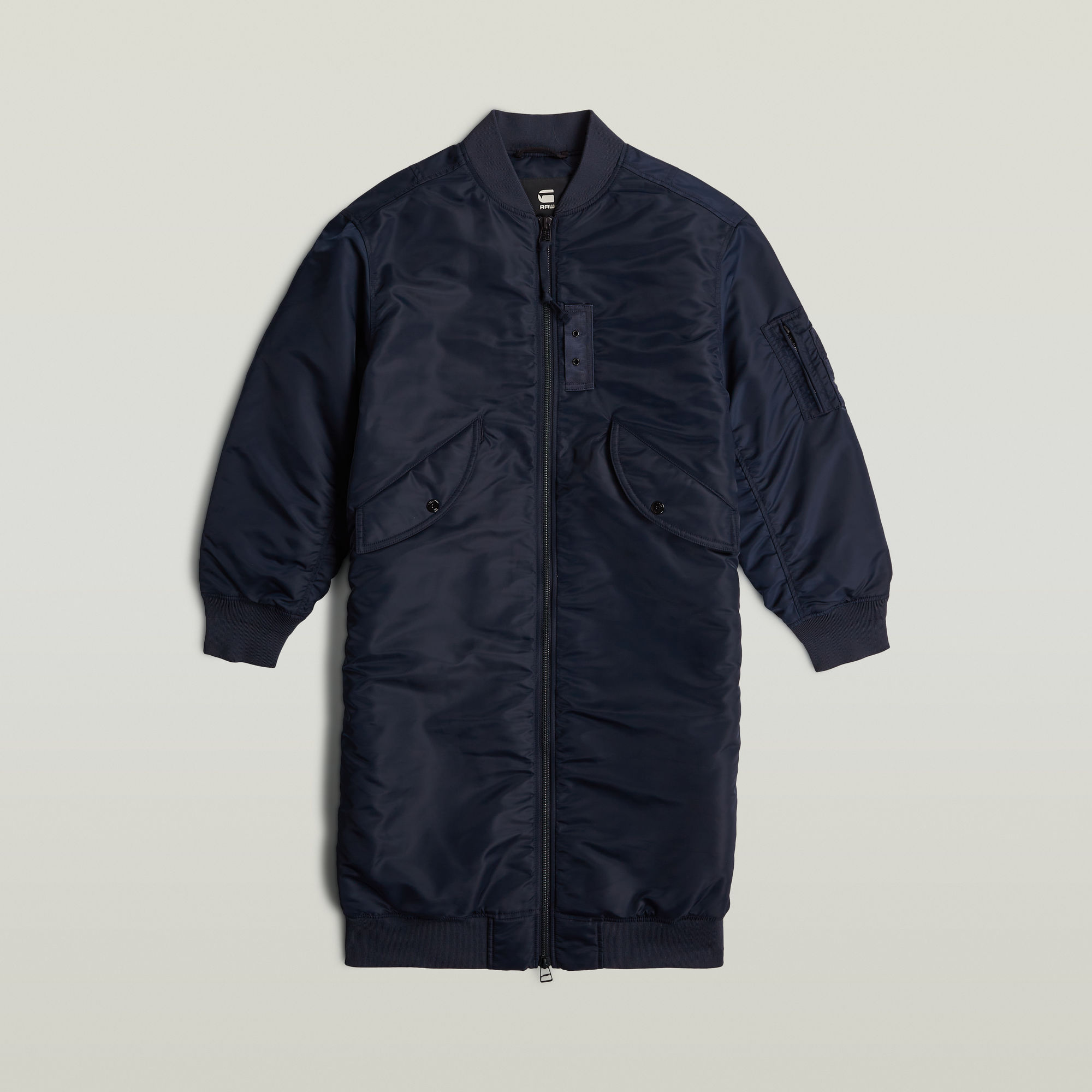 Thumbnail - Long Bomber Jacke - Dunkelblau - Damen