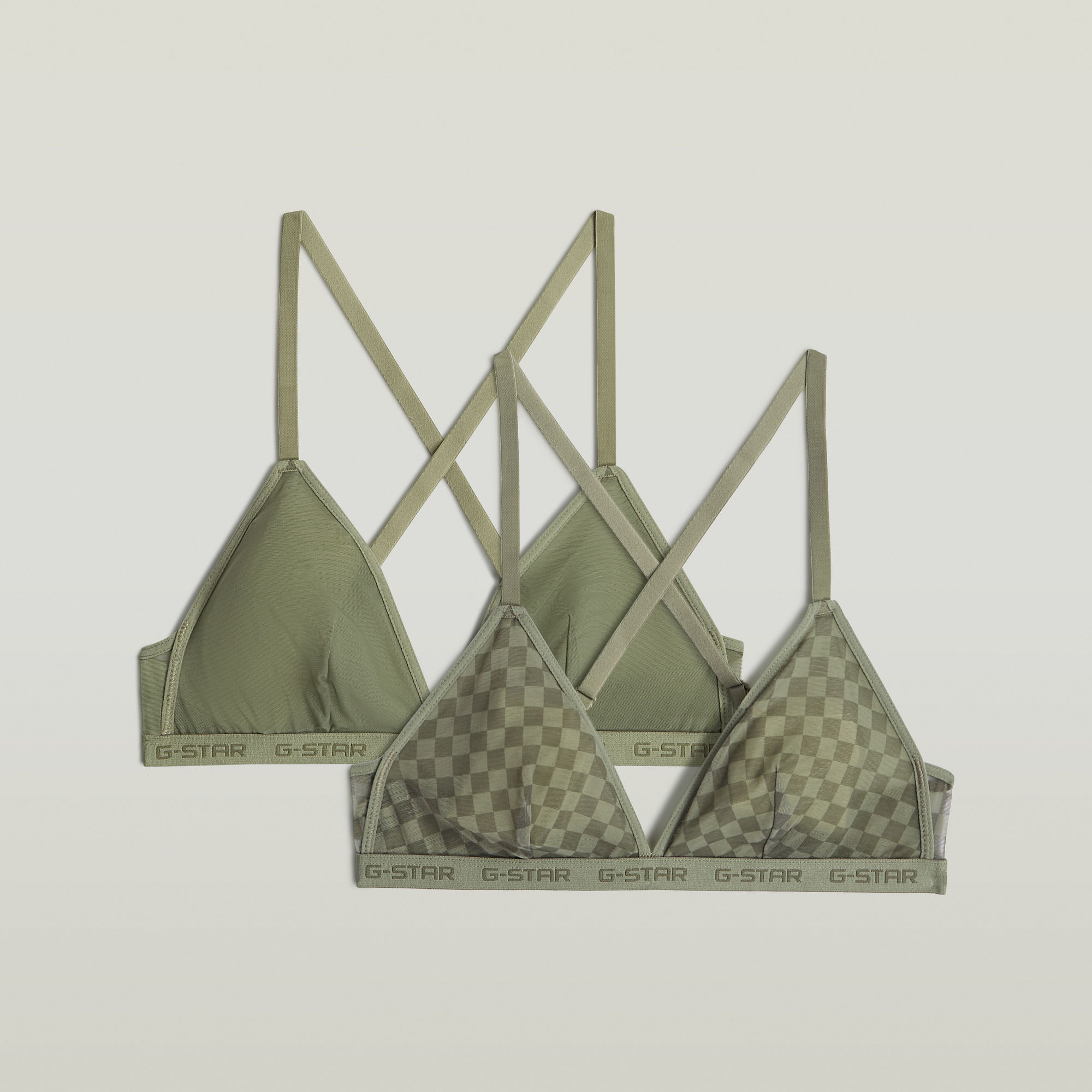 Mesh Triangle Bralette 2er-Pack - Grün - Damen