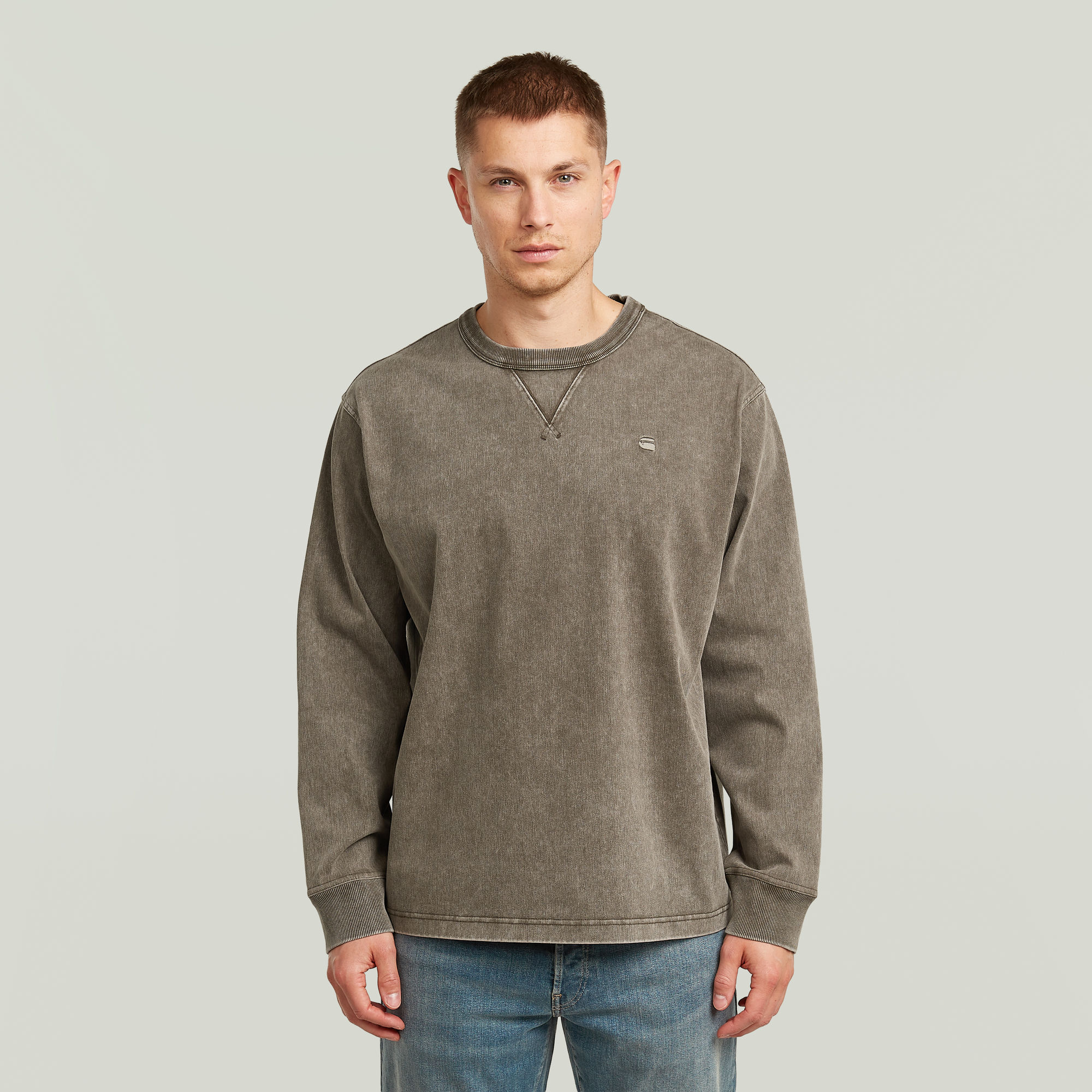 Thumbnail - Washed Sweater - Braun - Herren