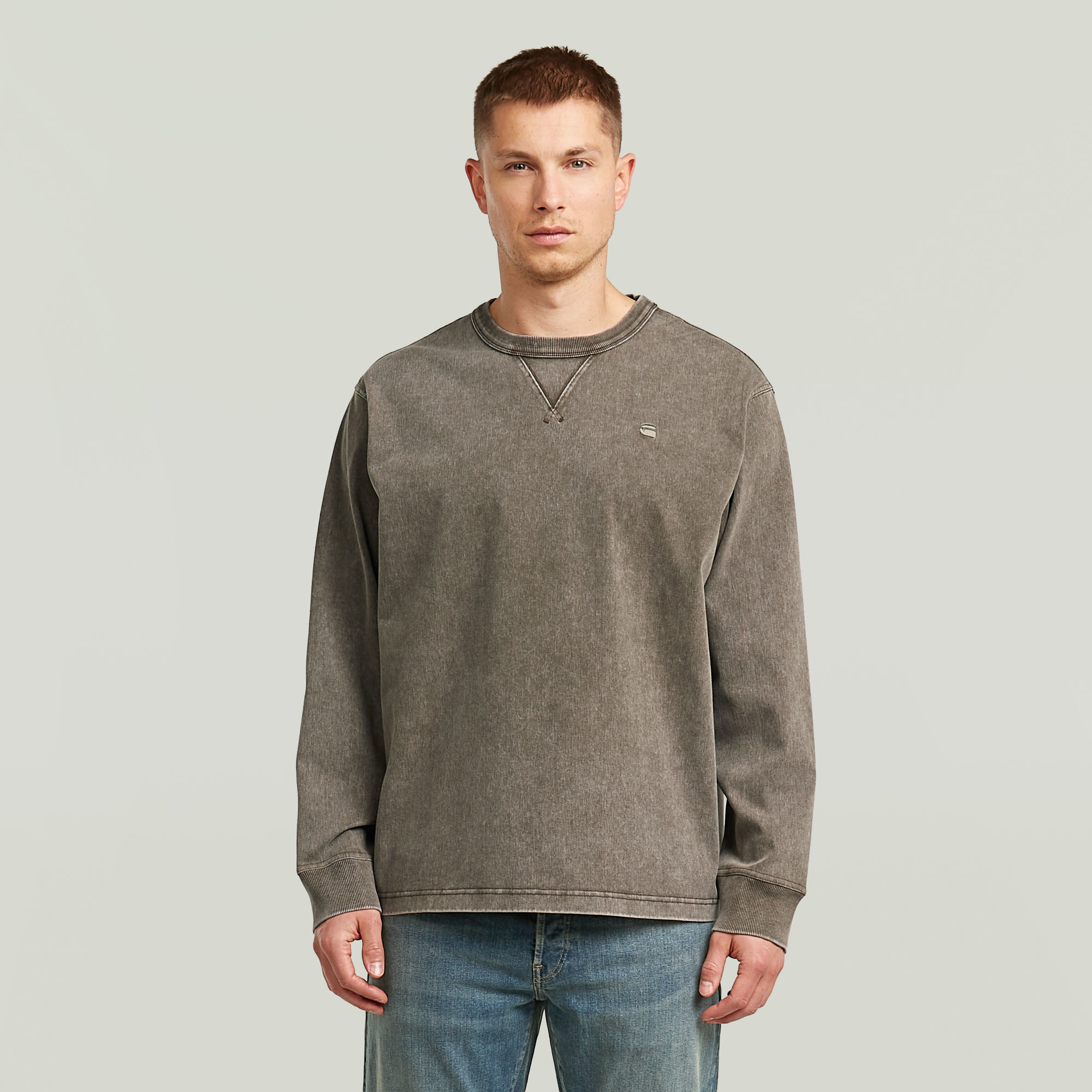 

Washed Sweater - Bruin - Heren