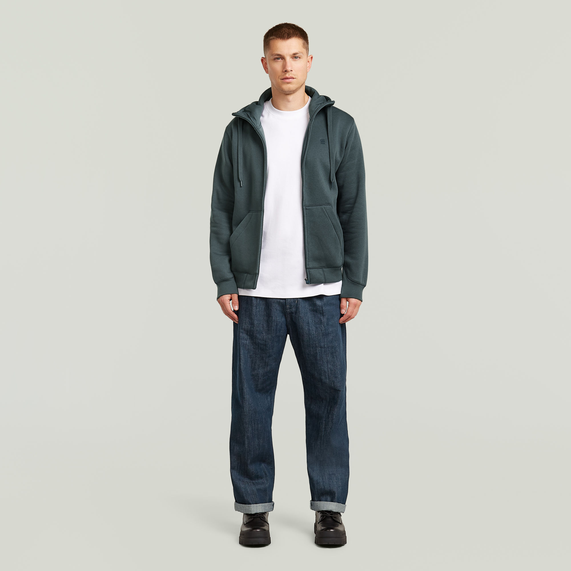 Thumbnail - Premium Core Hooded Zip Sweatshirt - Mittelblau - Herren