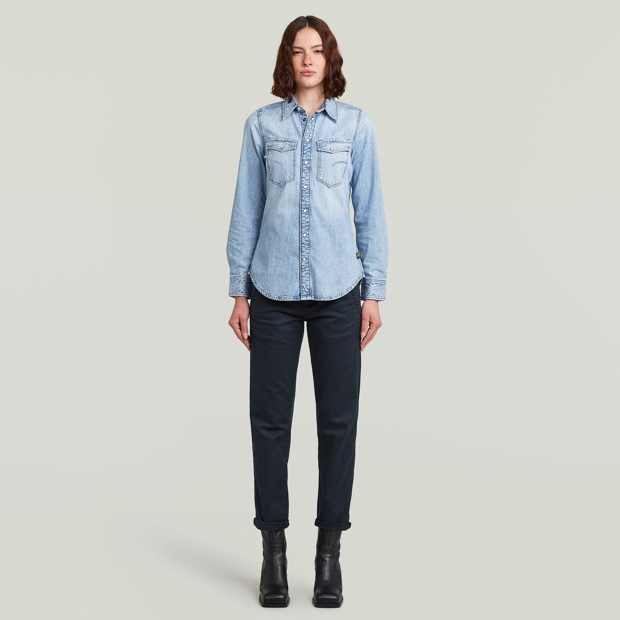 Thumbnail - Slim Western Hemd - Hellblau - Damen