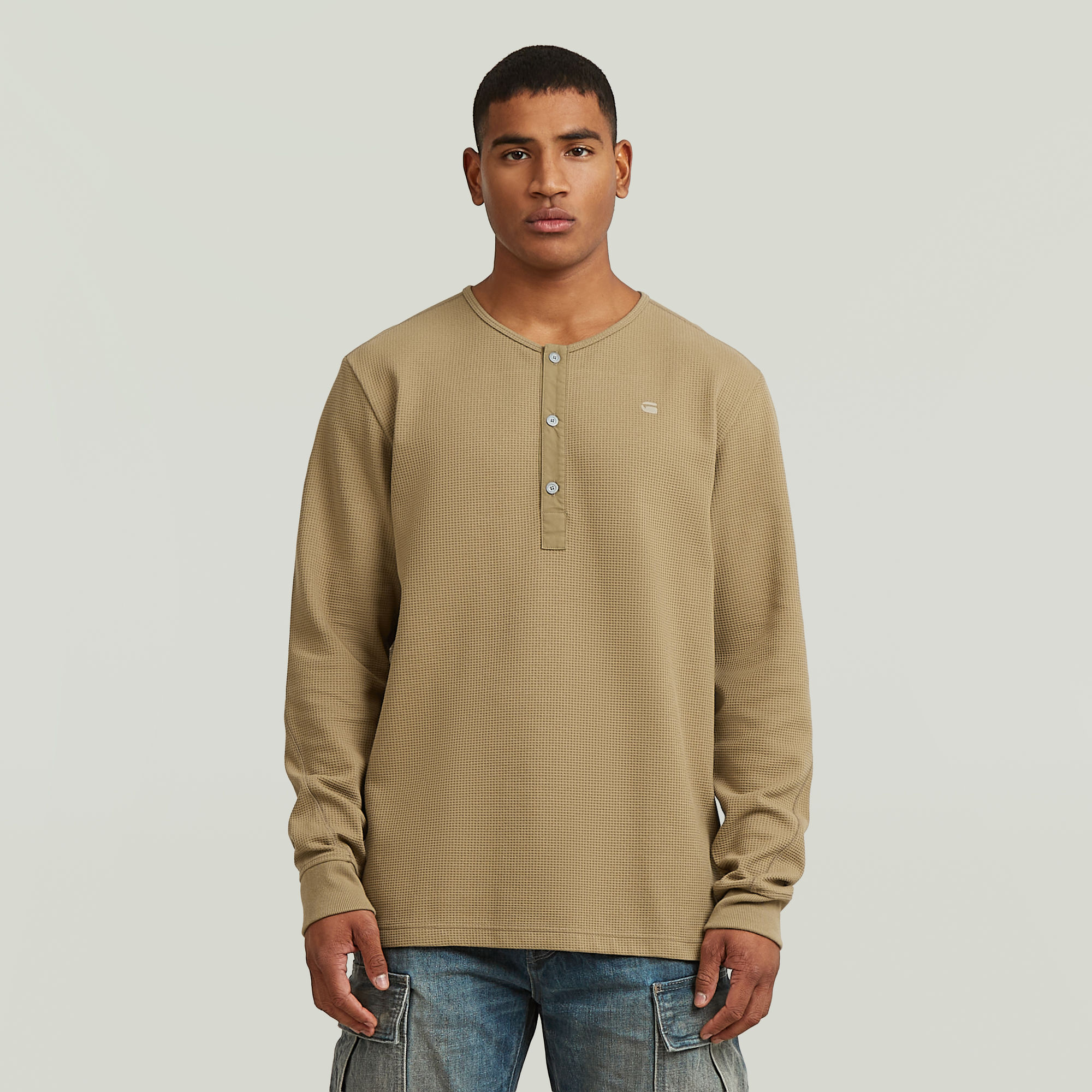 G-Star RAW Structured Tweeter Grandad T-Shirt - Beige - Heren