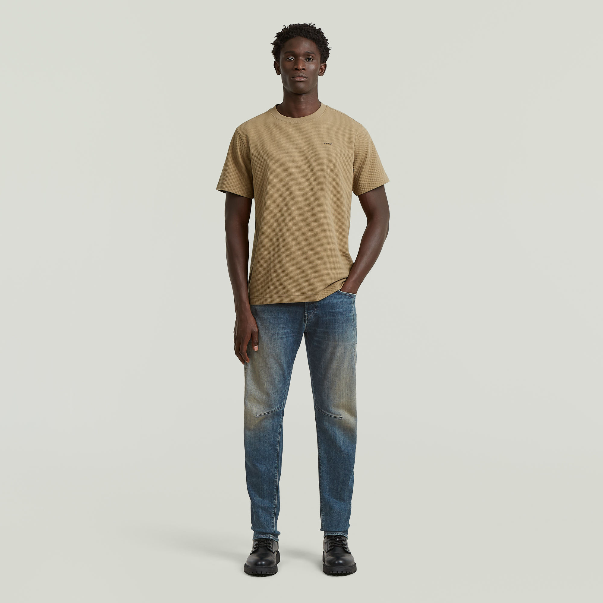 Thumbnail - True Regular Structured T-Shirt - Beige - Herren