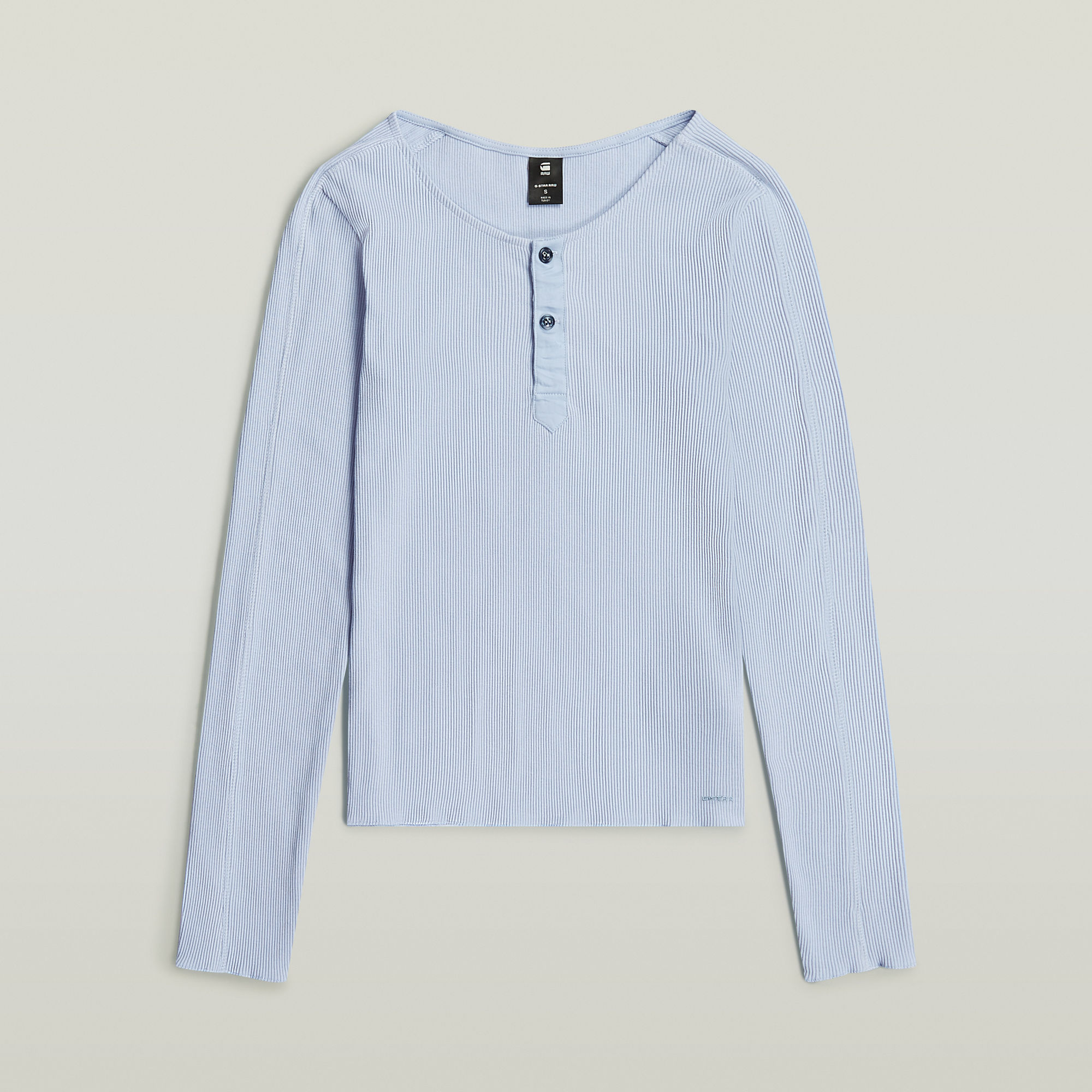 Thumbnail - Slim Henley Long Sleeve T-Shirt - Hellblau - Damen