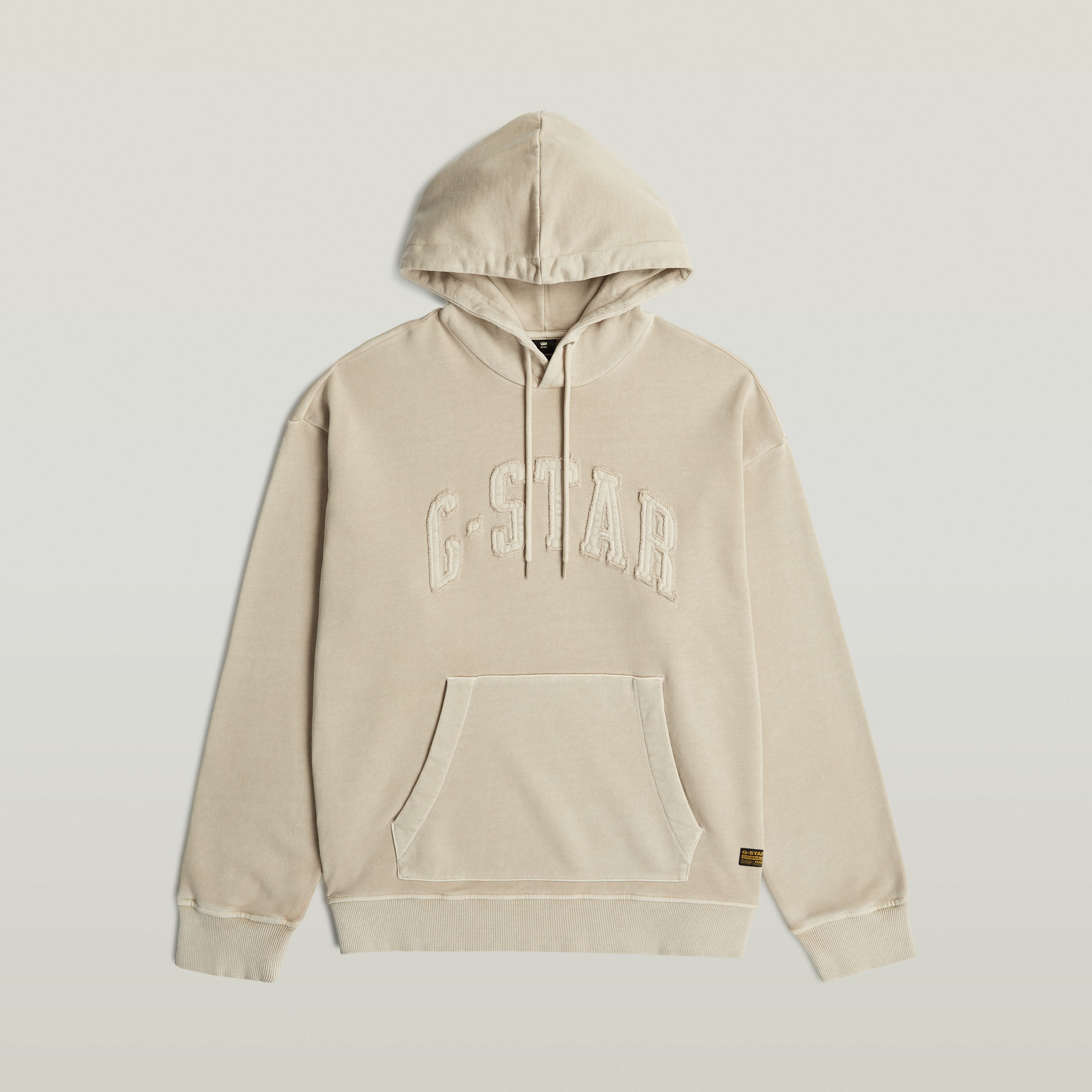 Thumbnail - Applique Relaxed Hoodie Sweater - Beige - Herren