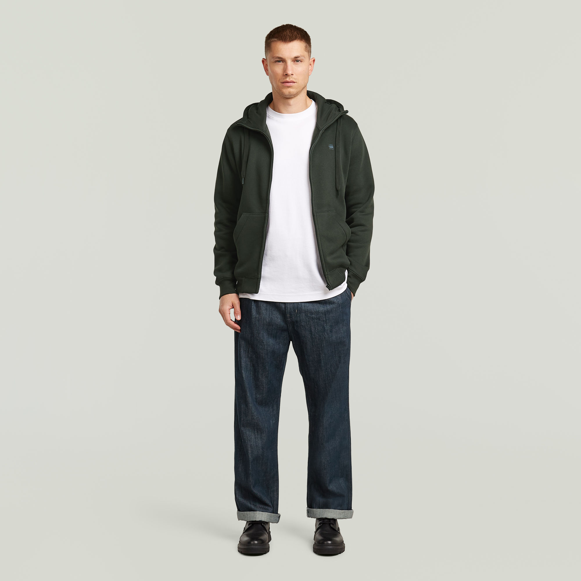 Thumbnail - Premium Core Hoodie Zip Sweater - Grau - Herren