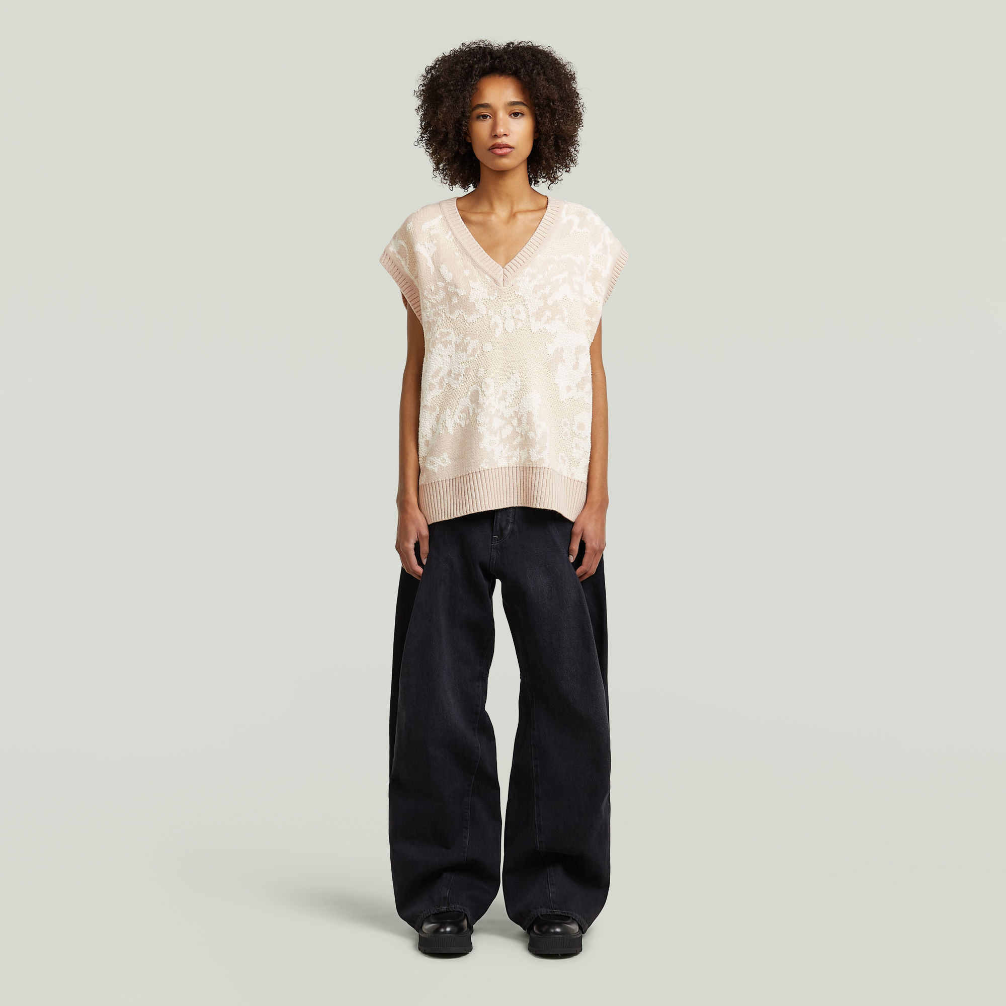 Thumbnail - Jacquard-Strickweste - Mehrfarbig - Damen