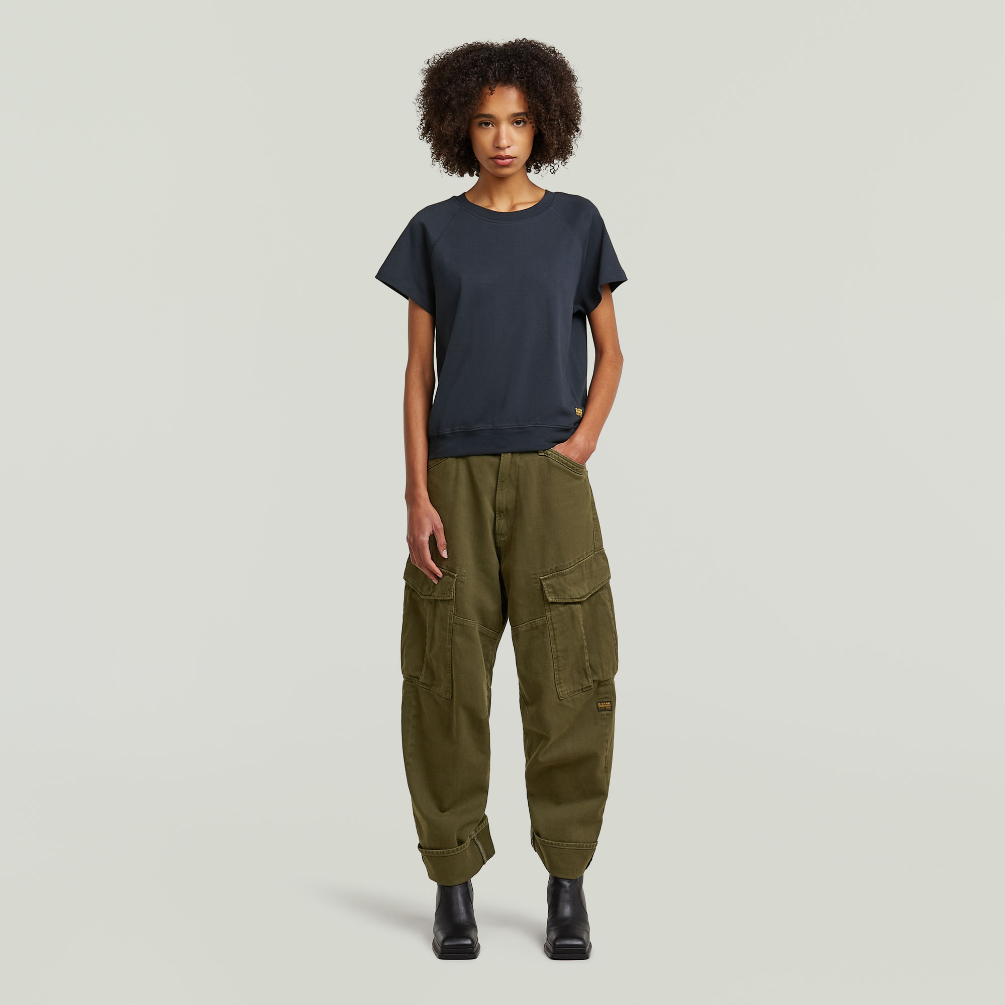 Thumbnail - Raglan T-Shirt - Dunkelblau - Damen