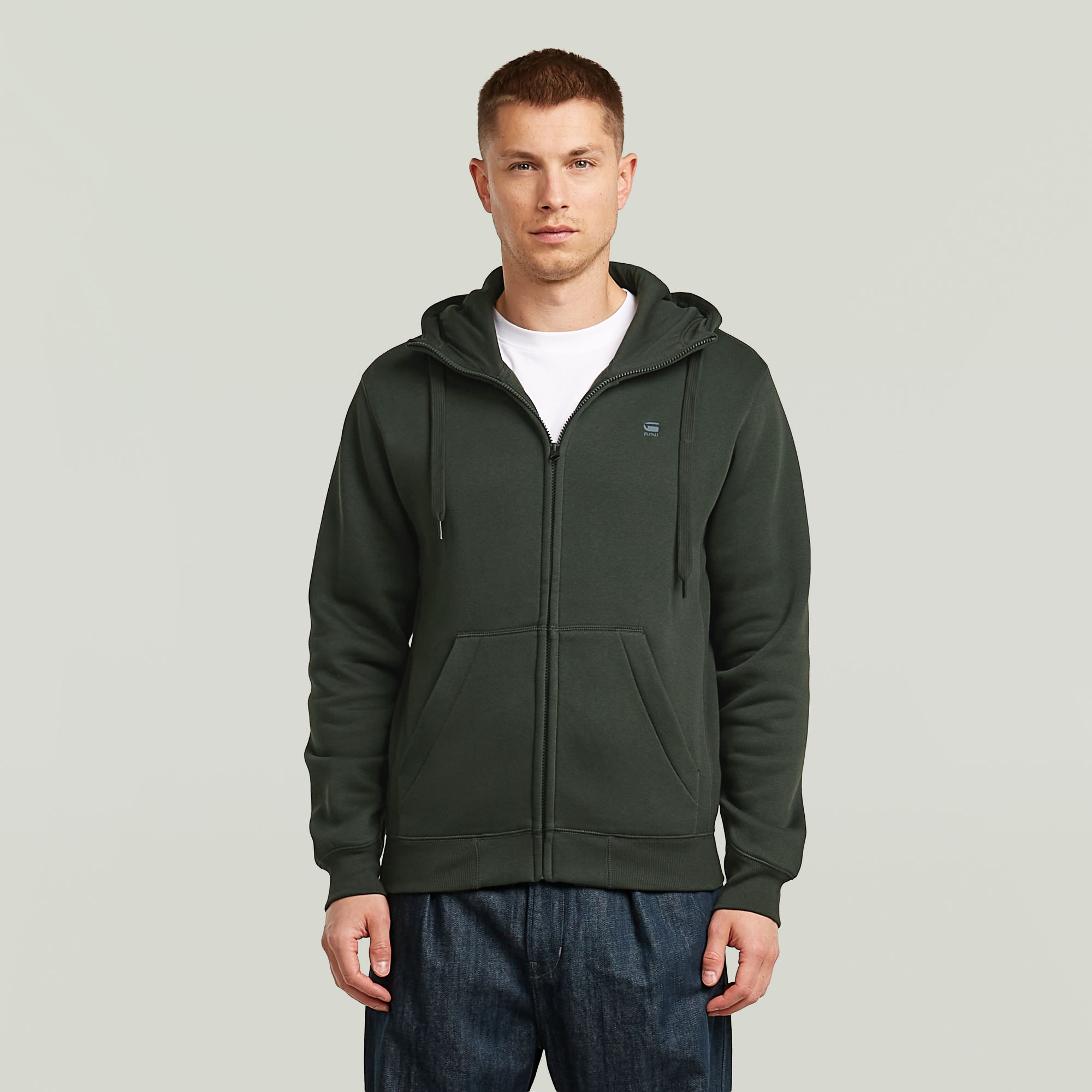 Premium Core Hoodie Zip Sweater - Grau - Herren