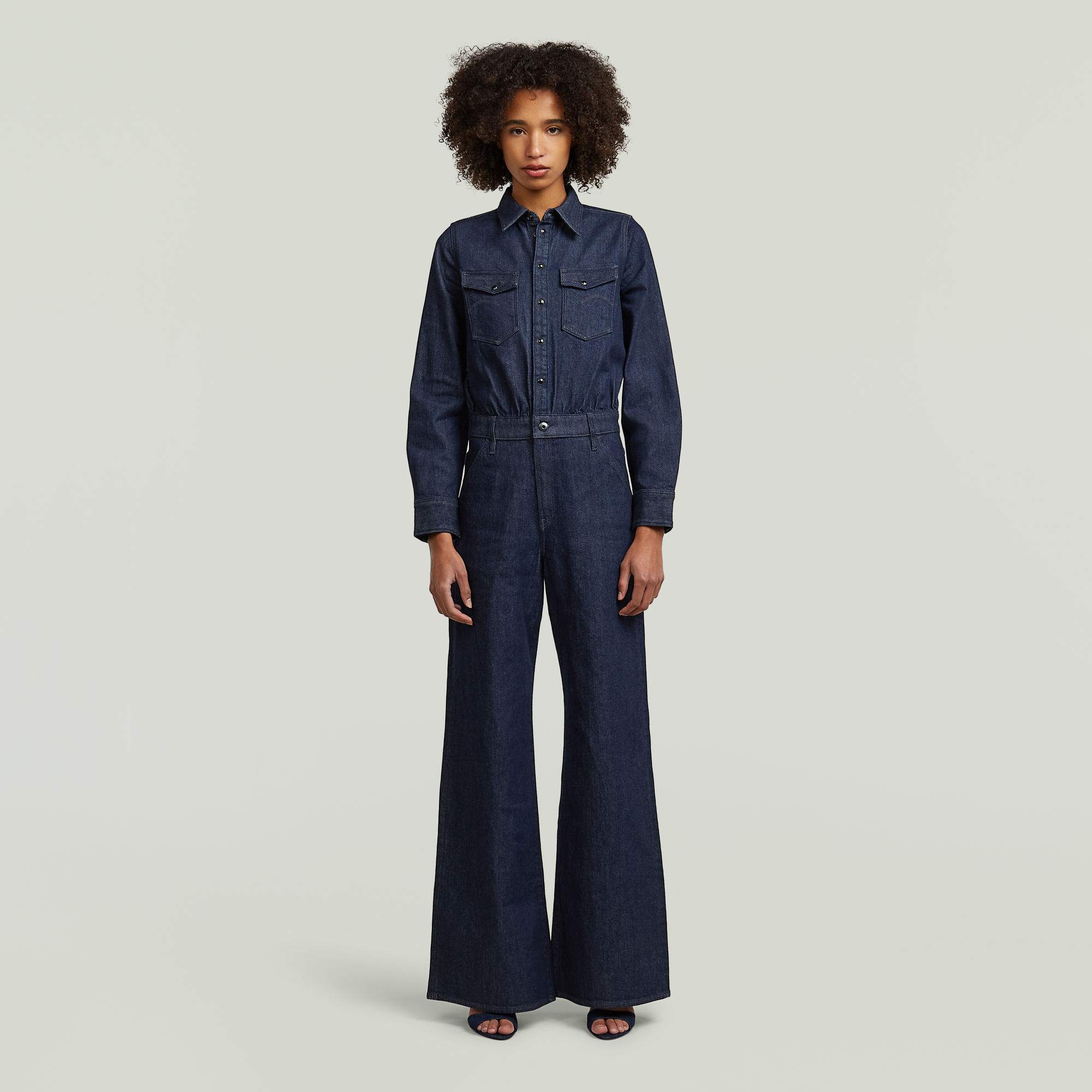 

Western Wide Leg Jumpsuit - Donkerblauw - Dames