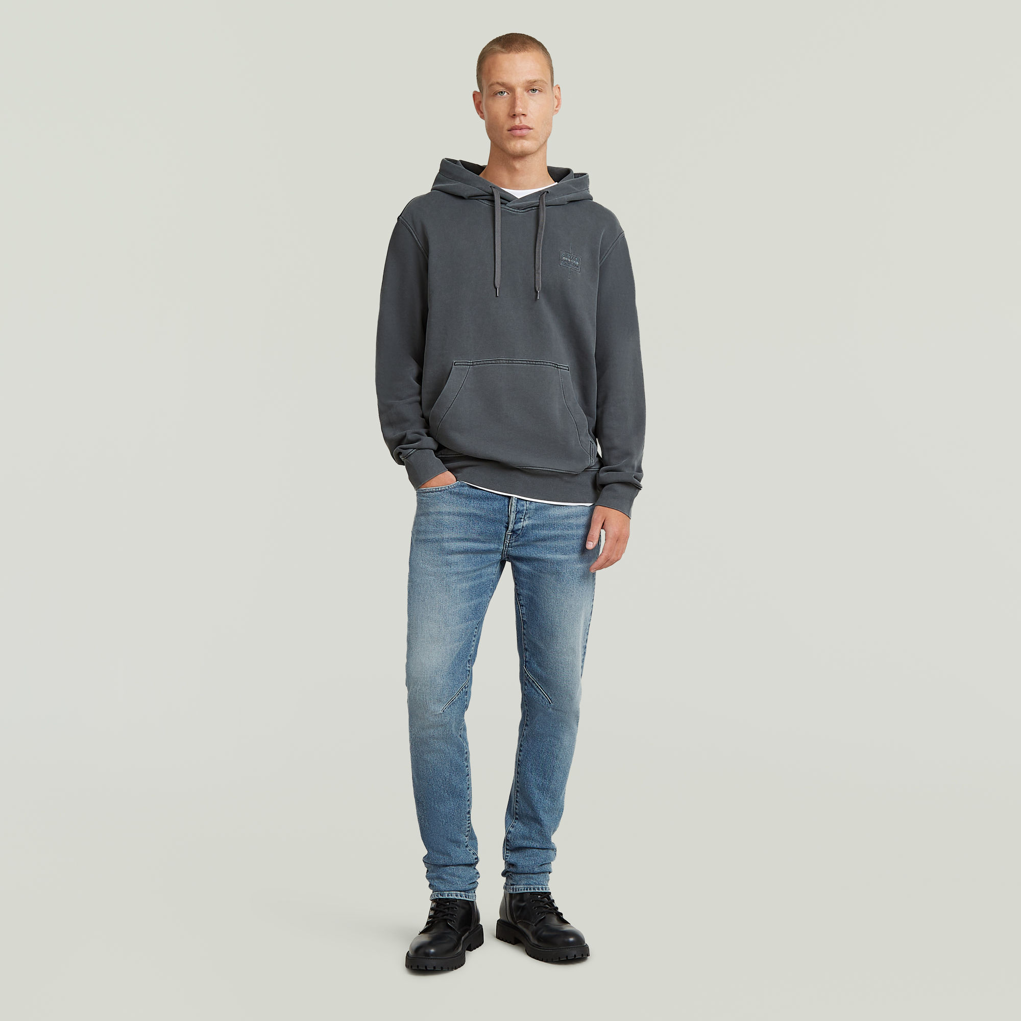 Thumbnail - Logo Overdyed Hooded Sweatshirt - Grau - Herren