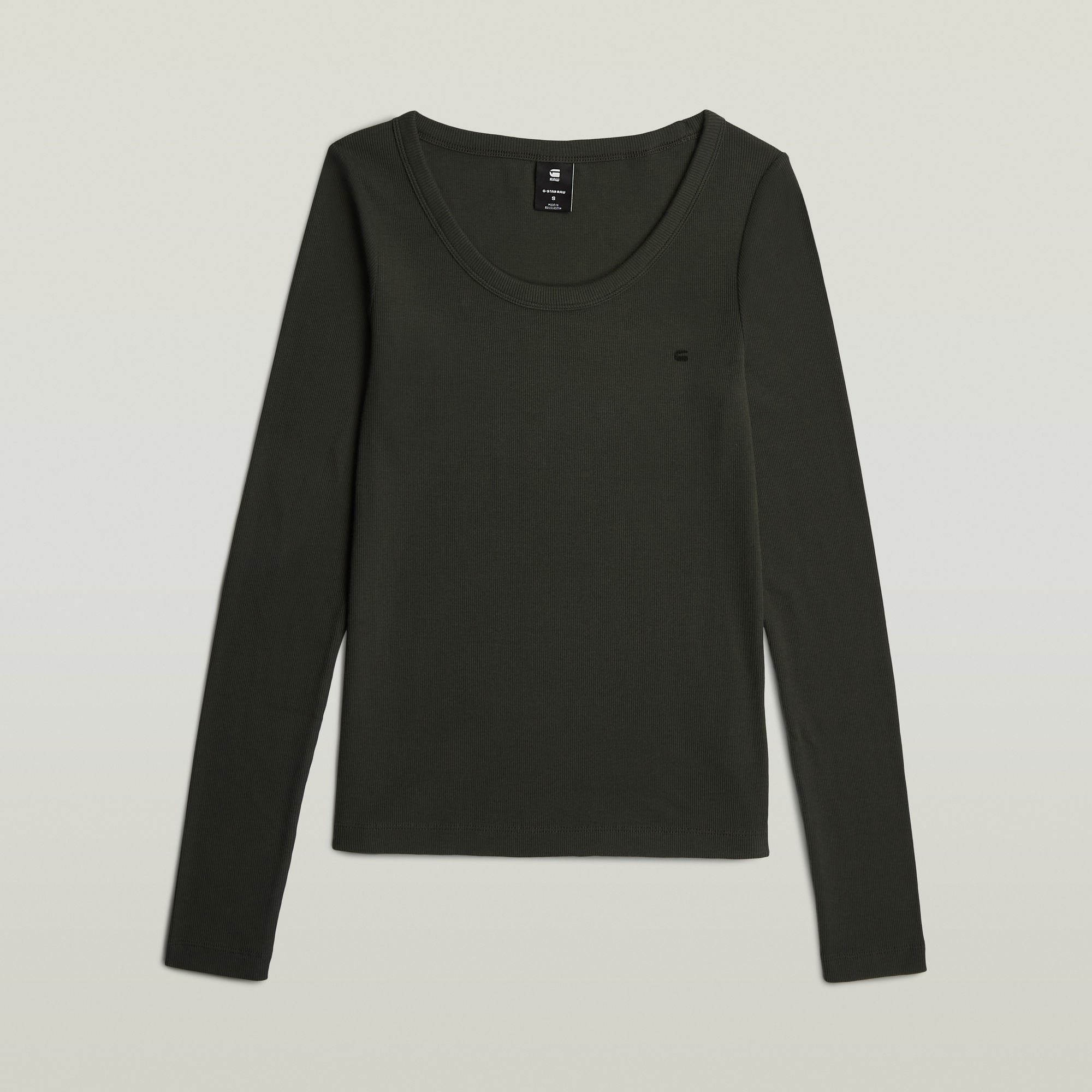 Thumbnail - Slim Rib Open Neck T-Shirt - Grau - Damen