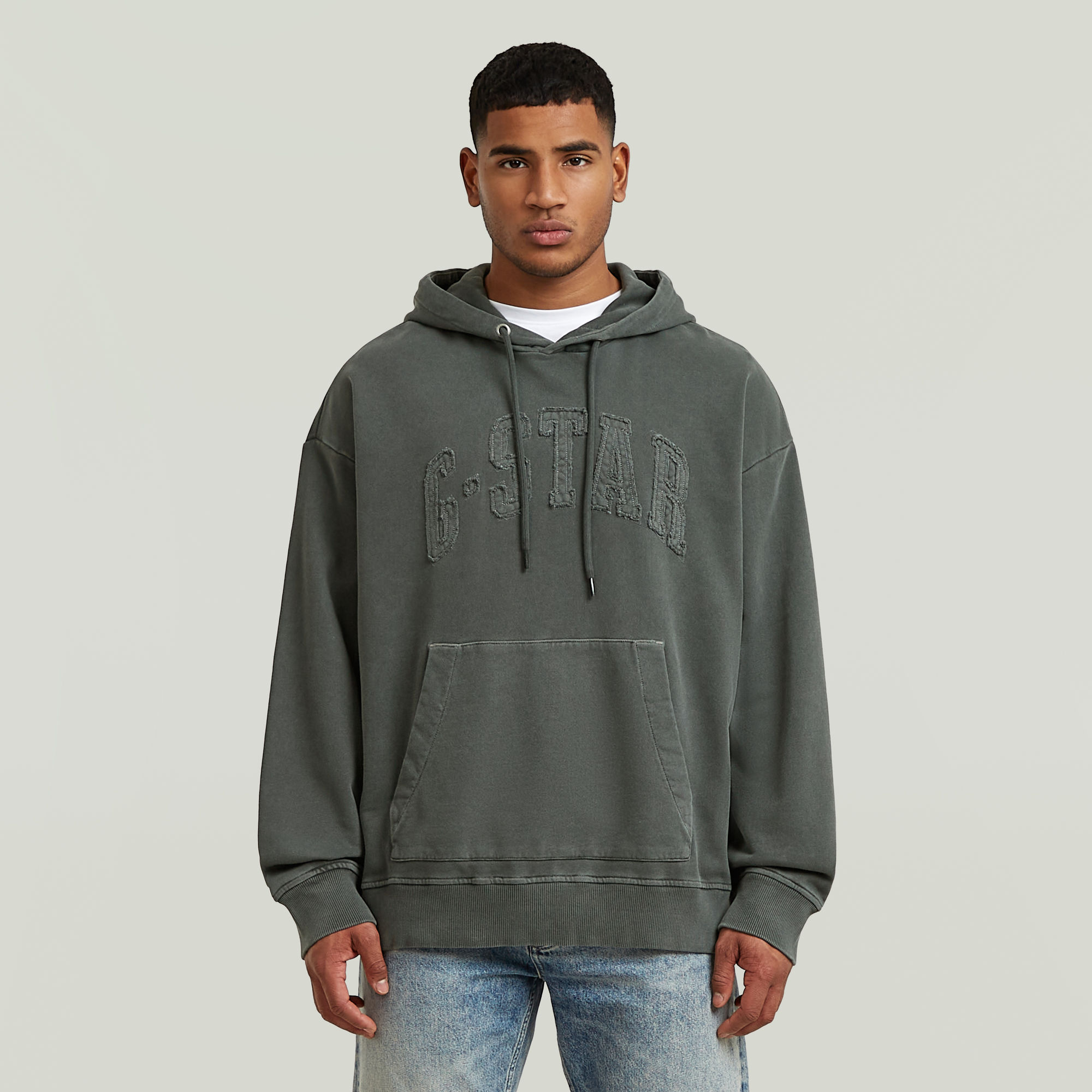 

Applique Relaxed Hoodie Sweater - Black - Men