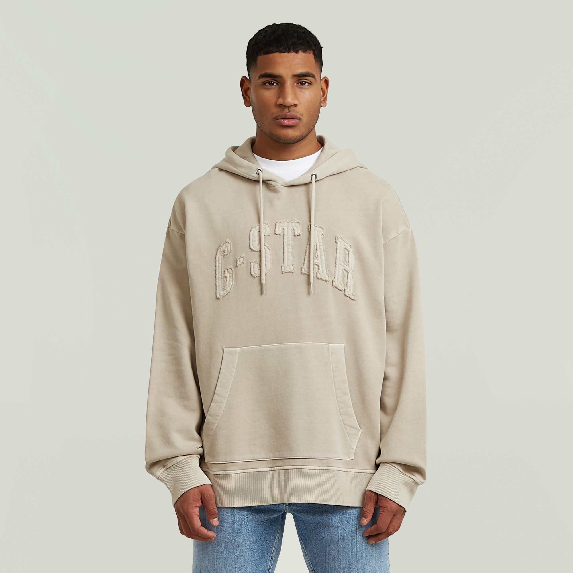Applique Relaxed Hoodie Sweater - Beige - Herren