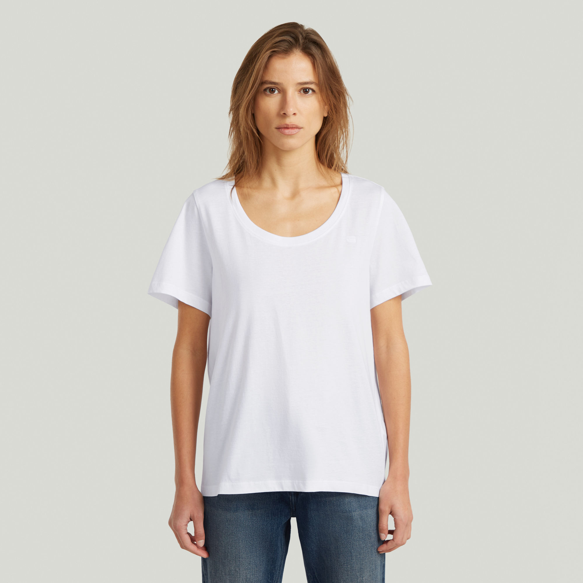 

Scoop Neck T-Shirt - Wit - Dames