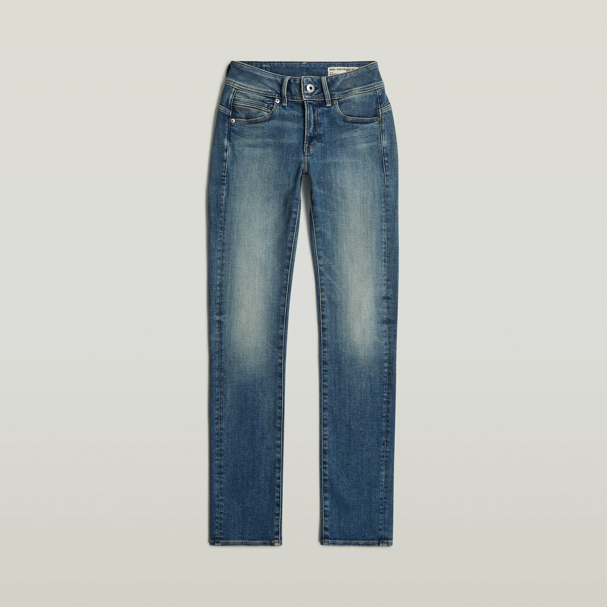 Thumbnail - Midge Slim Straight Jeans - Dunkelblau - Damen