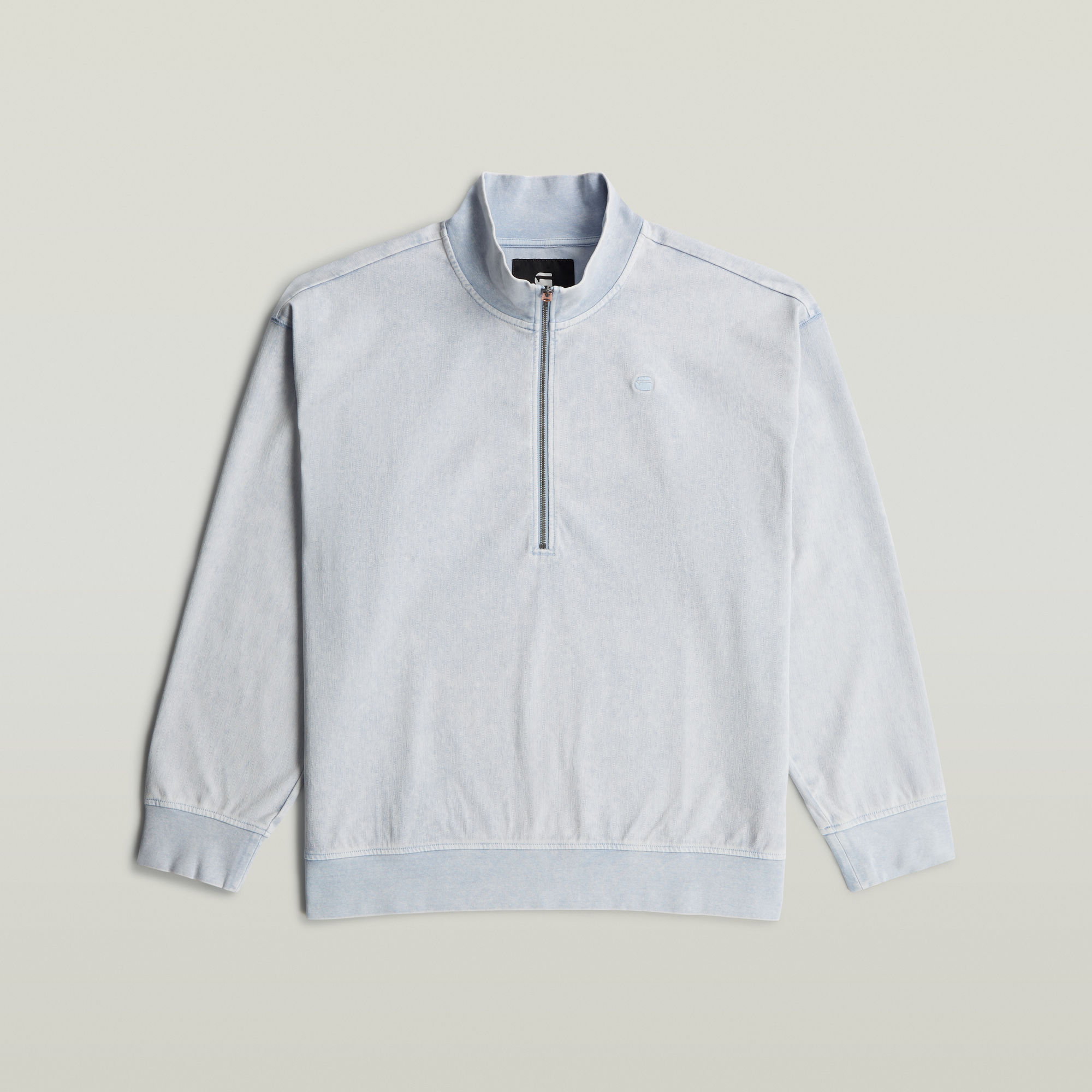 Thumbnail - Washed HB Relaxed Half Zip Sweatshirt - Hellblau - Herren