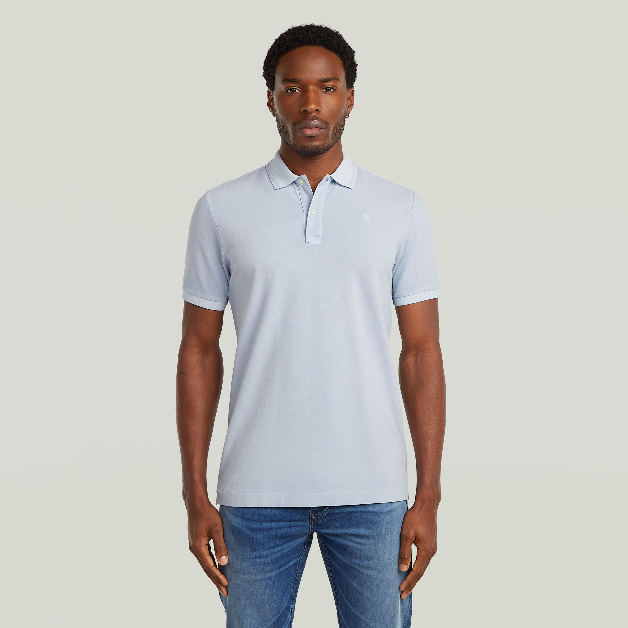 Dunda Overdyed Slim Poloshirt - Hellblau - Herren