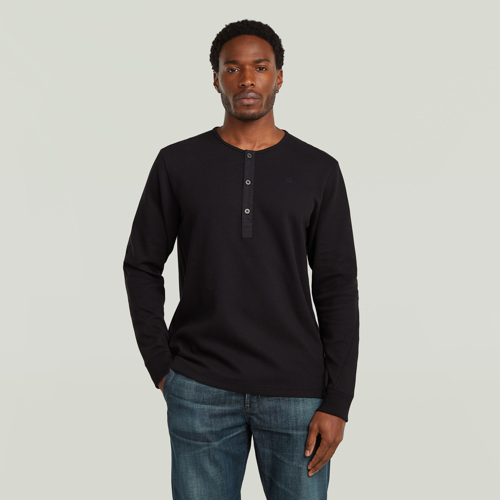 G-Star RAW Structured Tweeter Grandad T-Shirt - Zwart - Heren