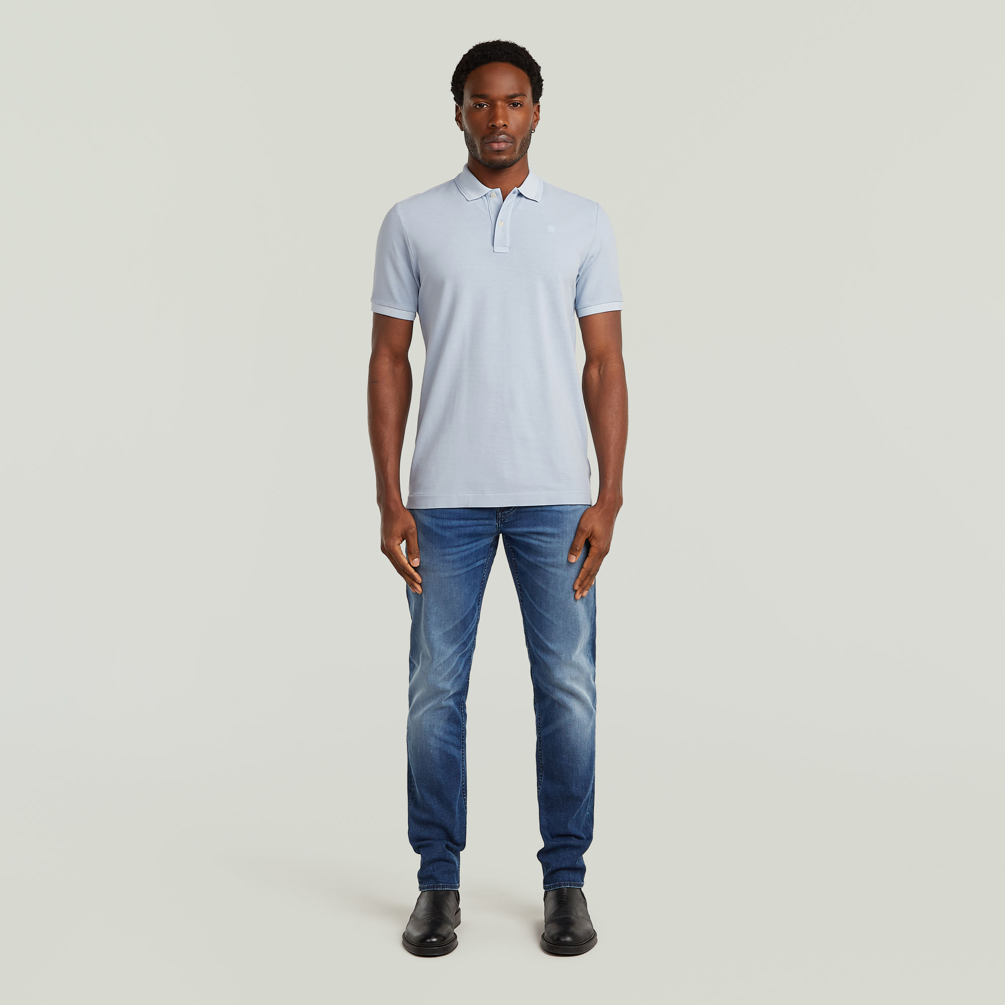 Thumbnail - Dunda Overdyed Slim Poloshirt - Hellblau - Herren