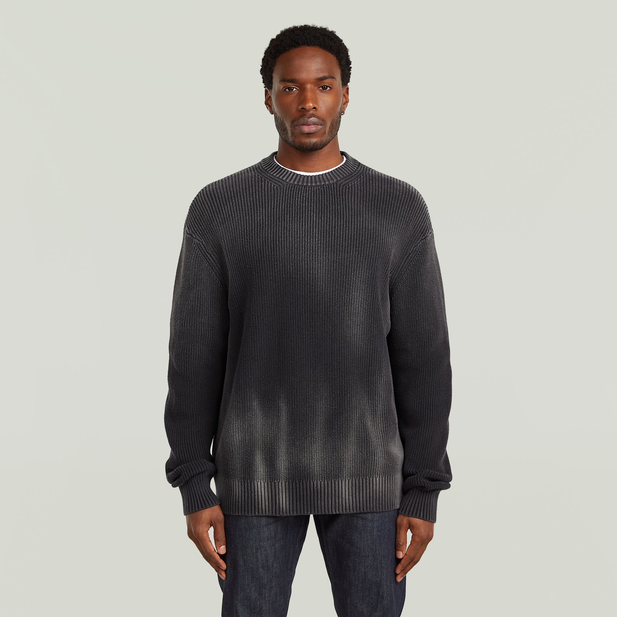 Sunfaded Loose Knit Pullover - Dunkelblau - Herren