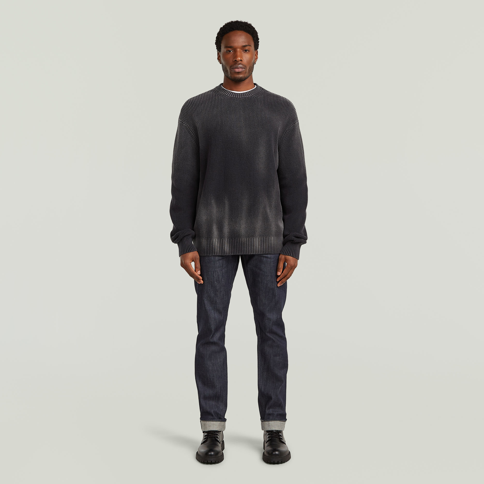 Thumbnail - Sunfaded Loose Knit Pullover - Dunkelblau - Herren