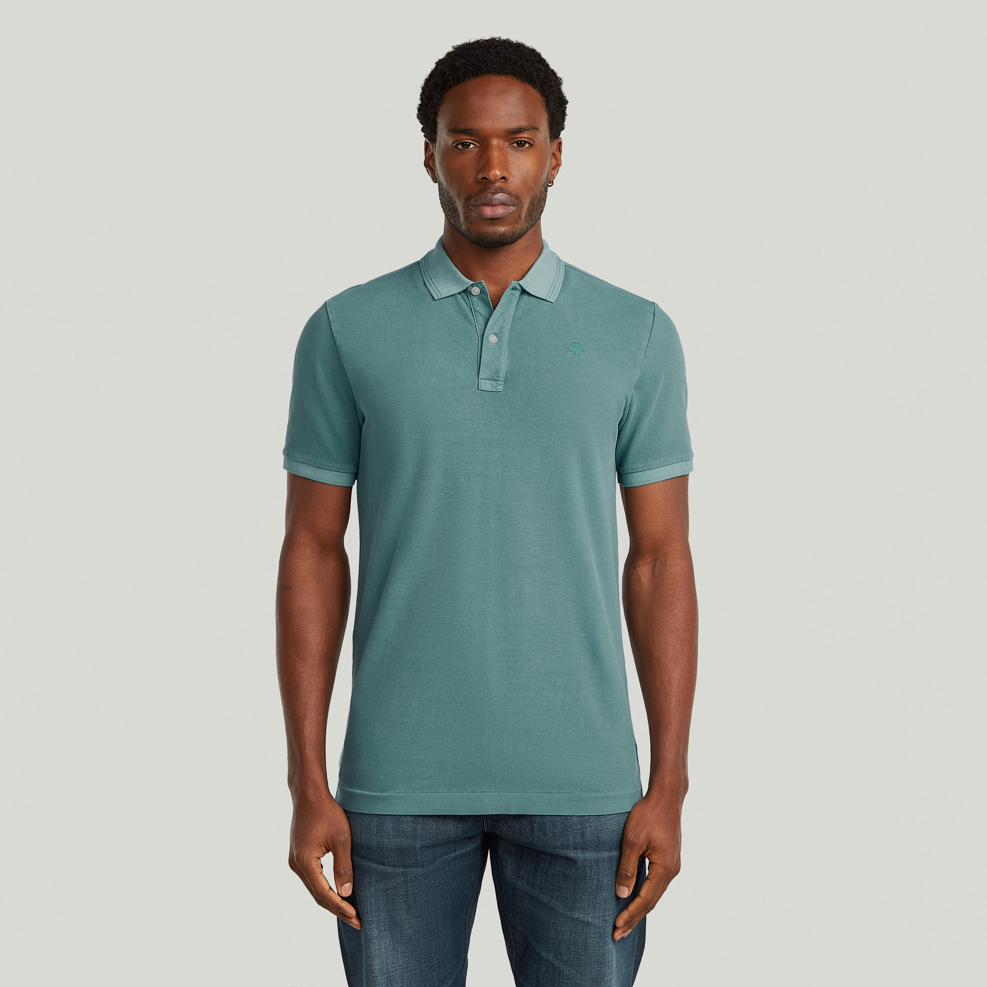 Dunda Overdyed Slim Poloshirt - Mittelblau - Herren