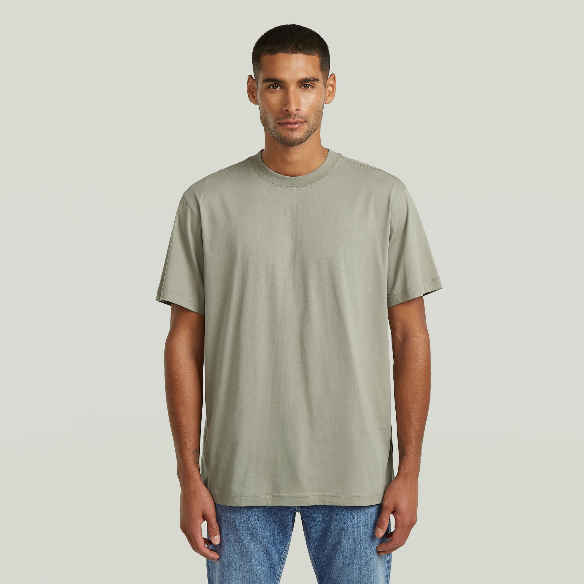 Layered Back Graphic T-Shirt - Beige - Herren