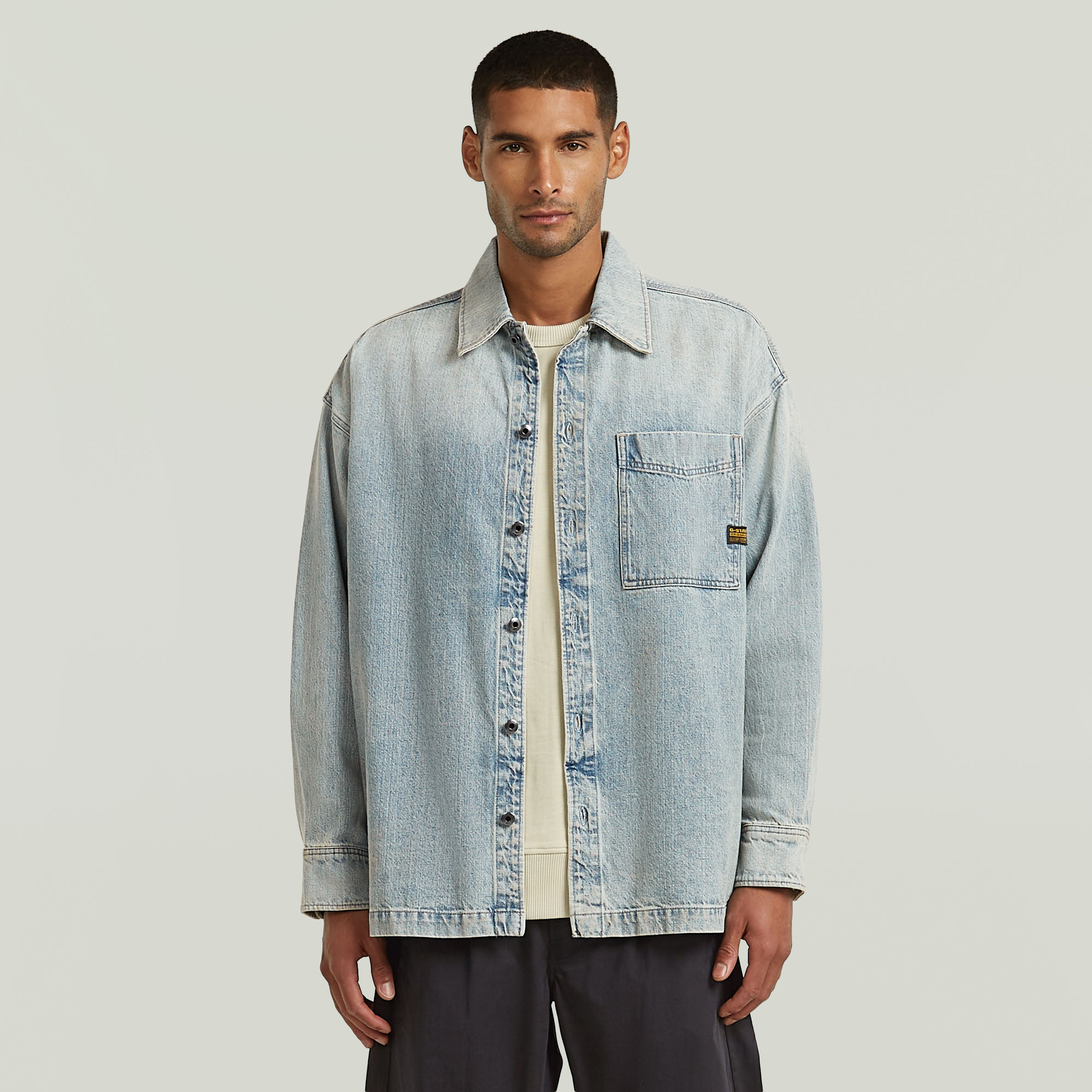 

Boxy Fit Overshirt - Lichtblauw - Heren