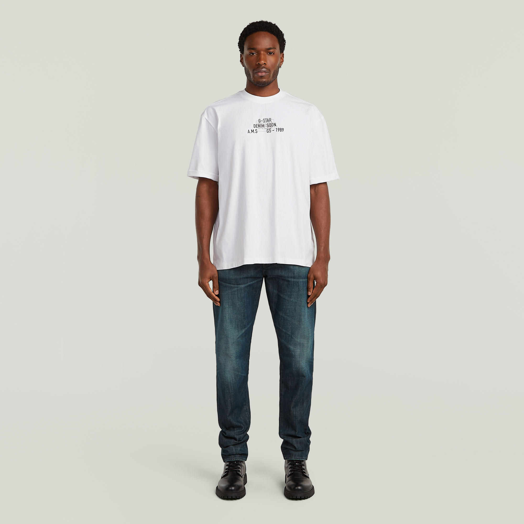 Thumbnail - Multi Technique Graphic Relaxed T-Shirt - Weiß - Herren