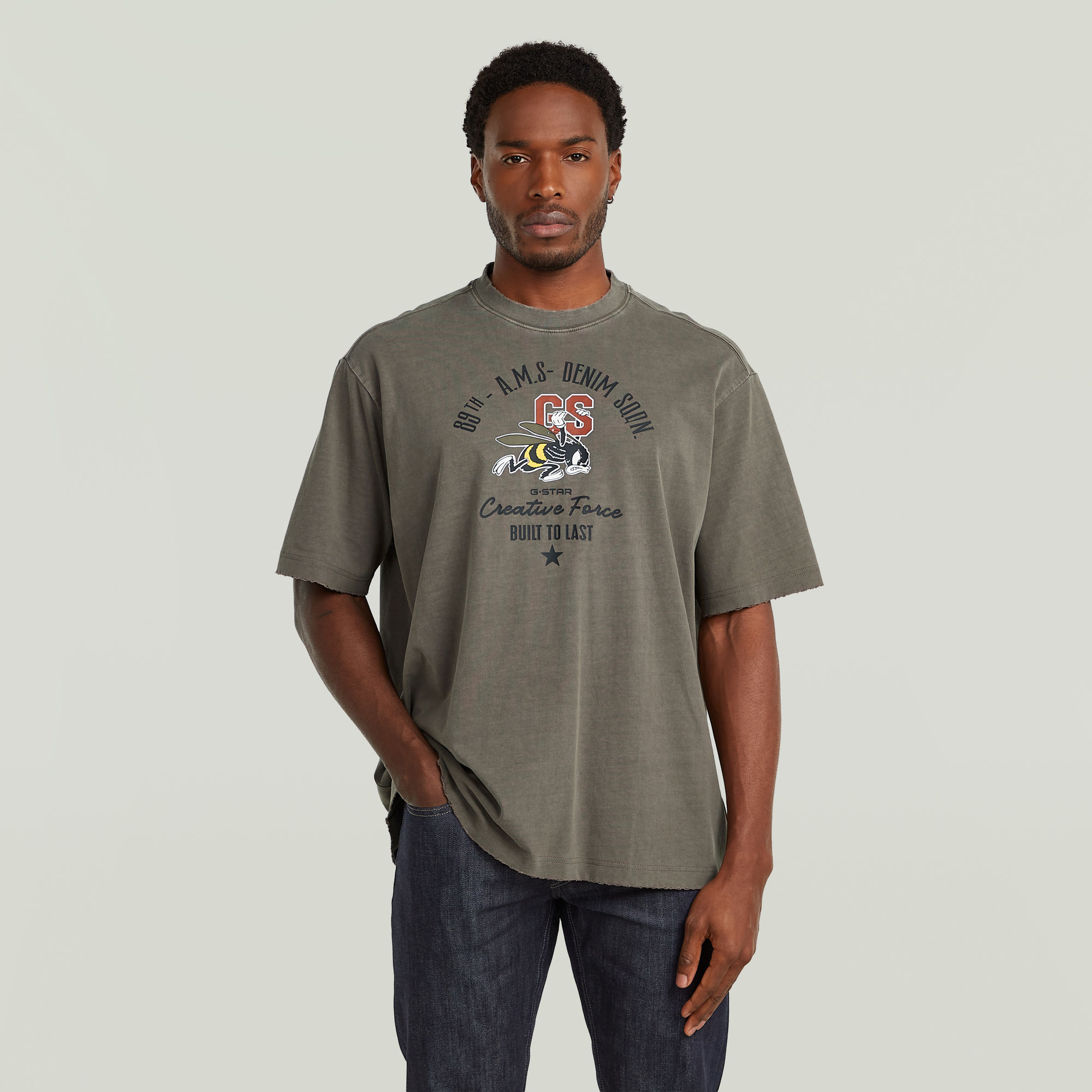 Front Angry Bee T-Shirt - Braun - Herren