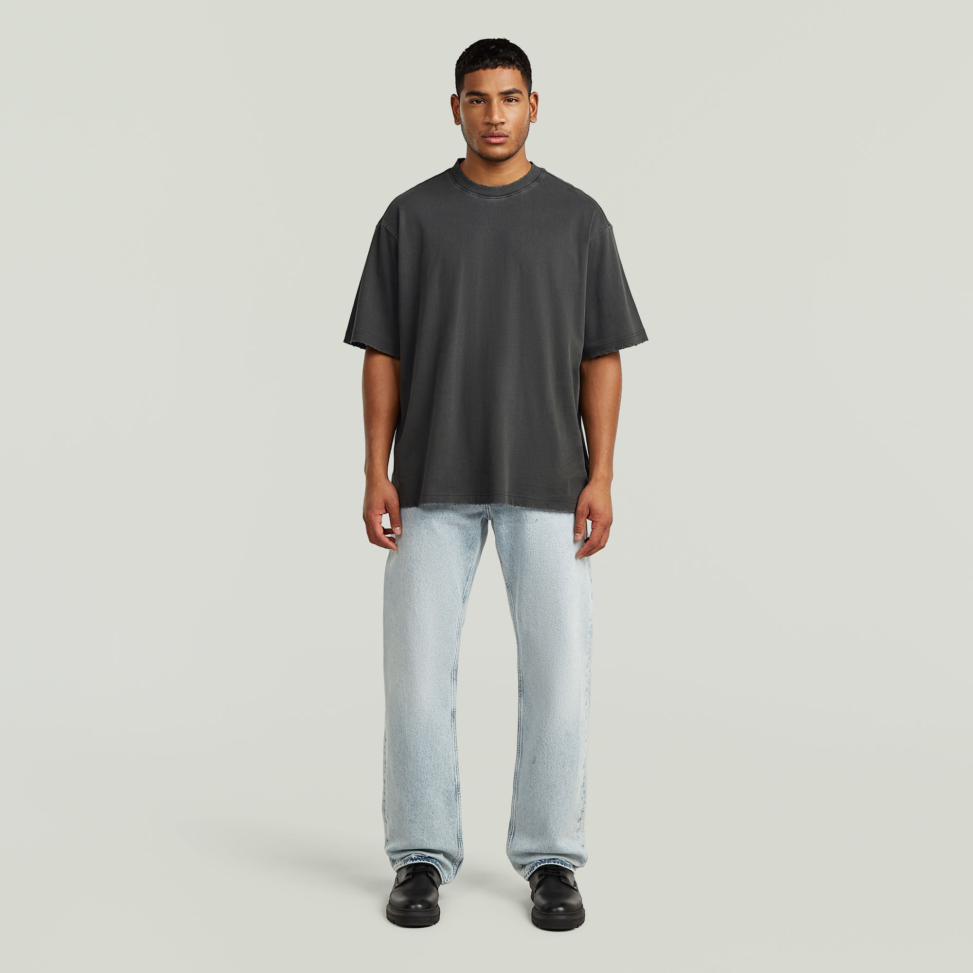 Thumbnail - Back Graphic Loose T-Shirt - Schwarz - Herren