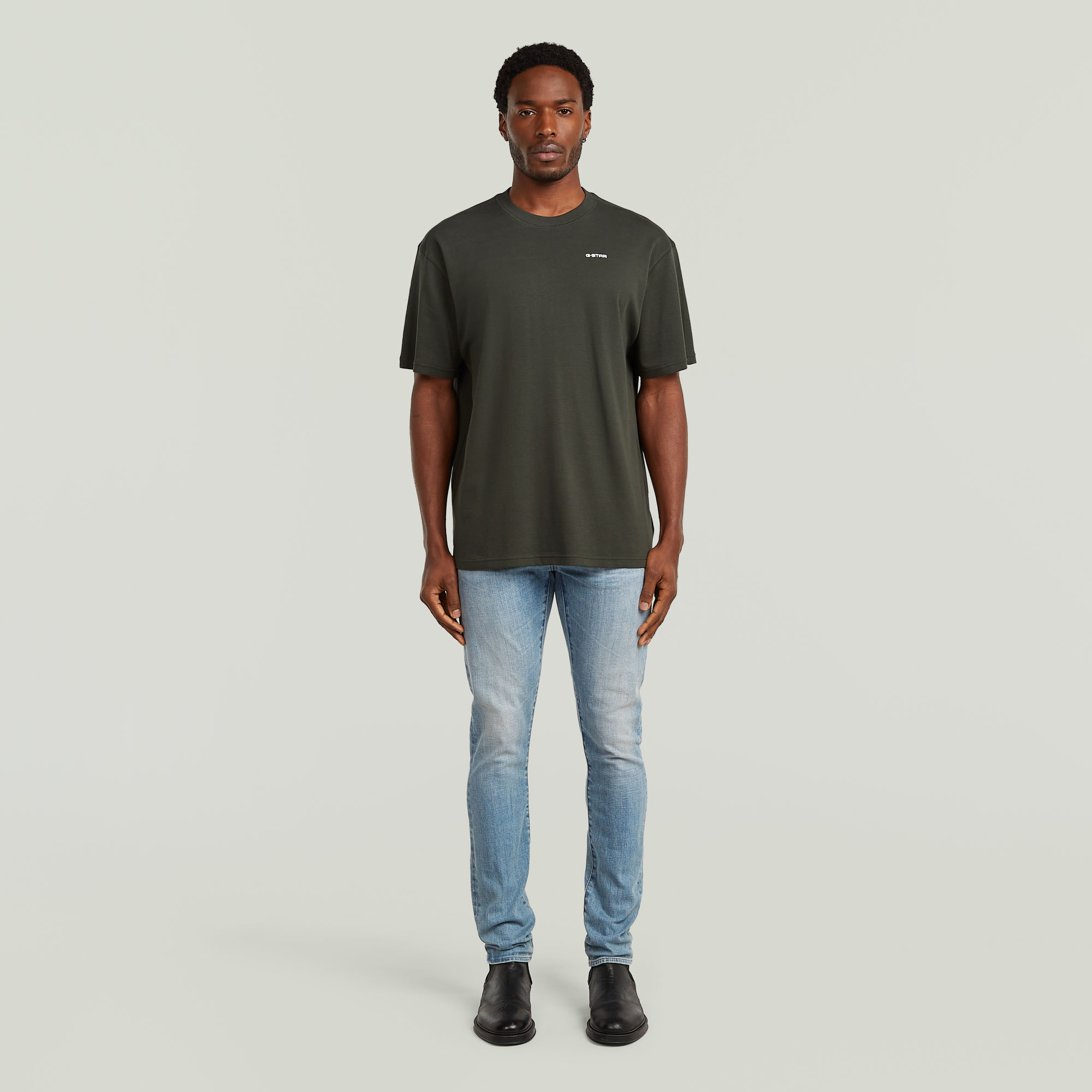 Thumbnail - Rib Insert Relaxed T-Shirt - Grau - Herren