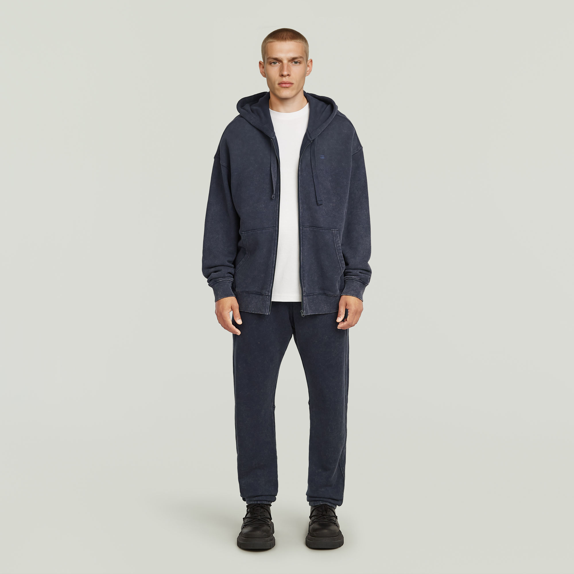 Thumbnail - Washed 3D Sweater Pant - Dunkelblau - Herren