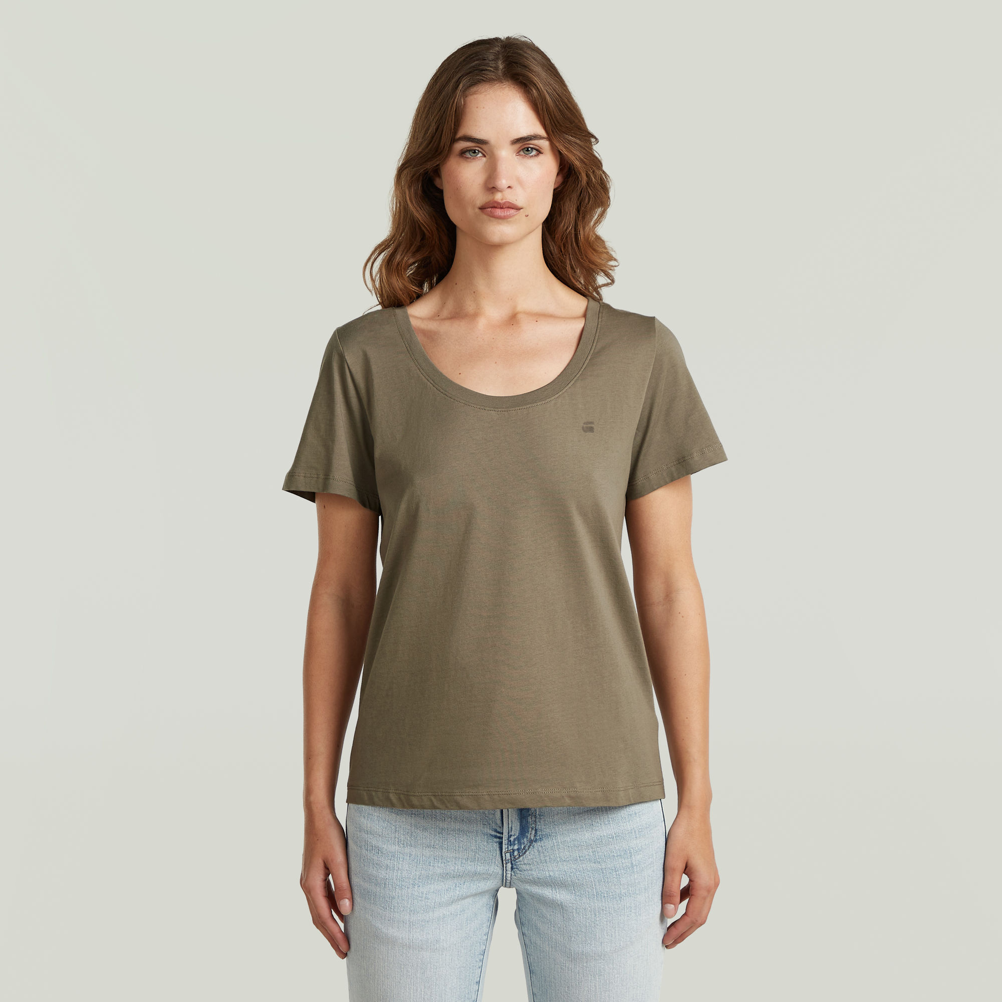 G-Star RAW Scoop Neck T-Shirt - Bruin - Dames