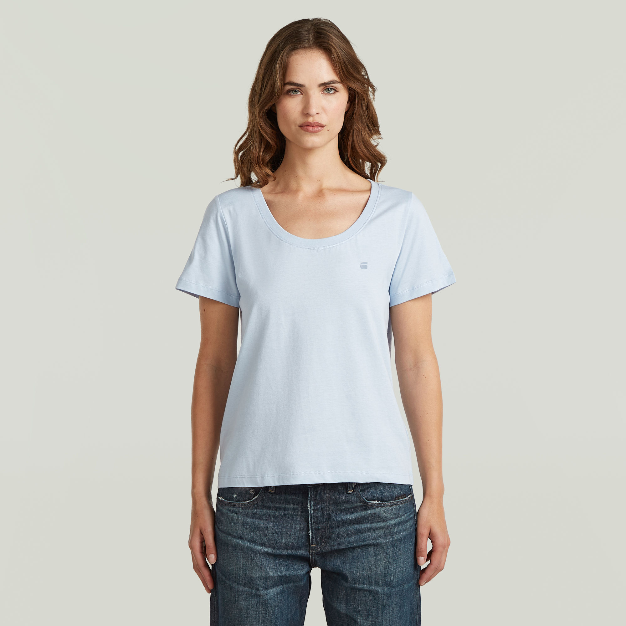 

Scoop Neck T-Shirt - Hellblau - Damen
