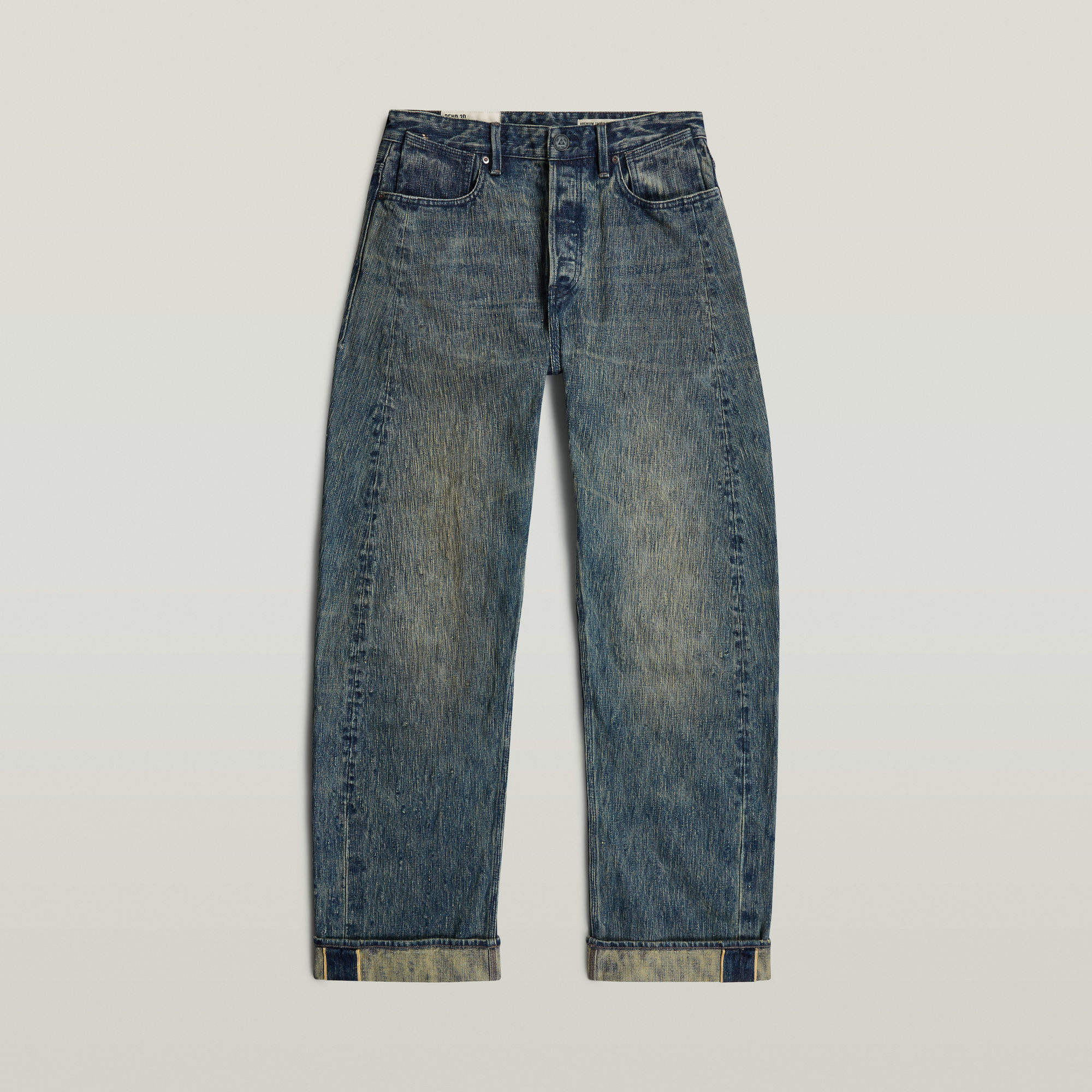 Thumbnail - G-S018 Bend Selvedge Jeans - Mittelblau - Herren
