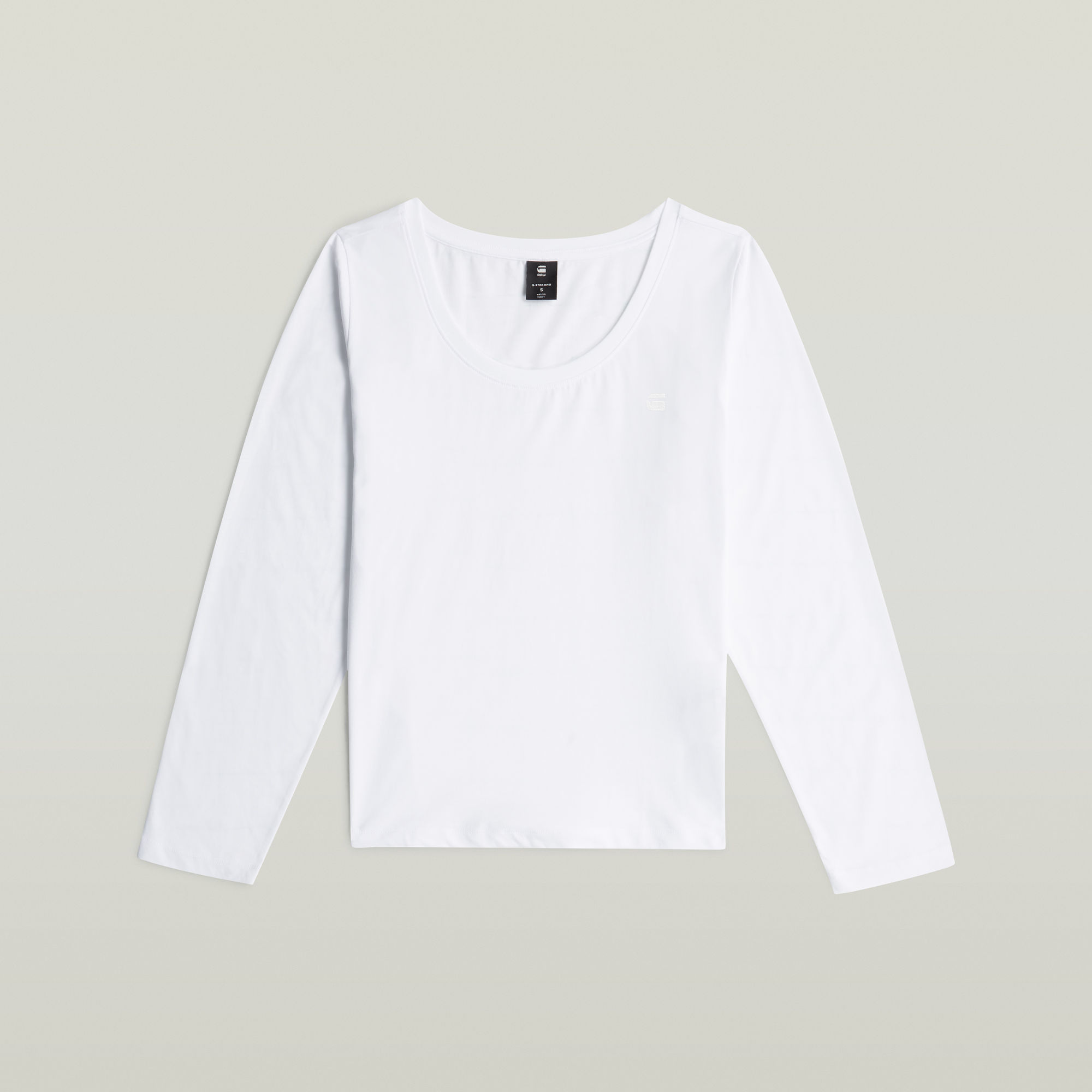 Thumbnail - Scoop Neck Long Sleeve T-Shirt - Weiß - Damen