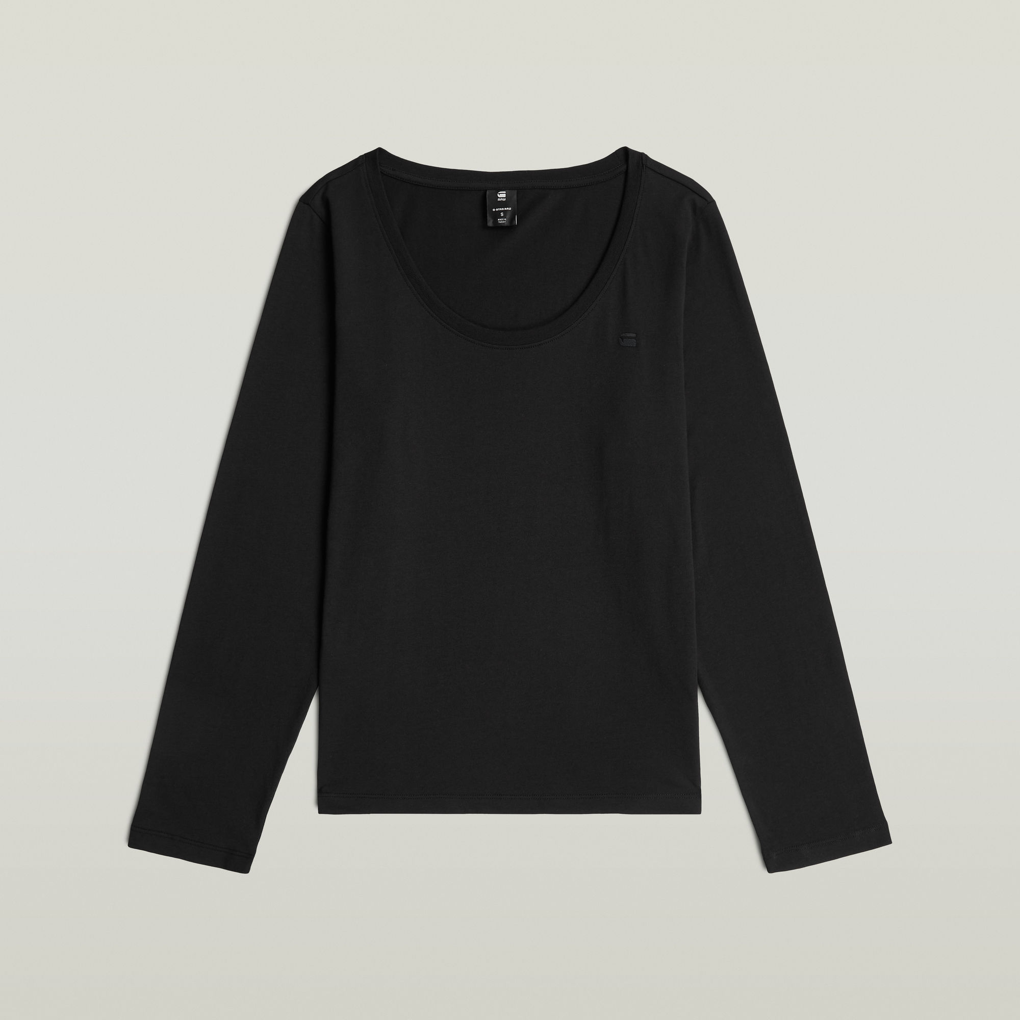 Thumbnail - Scoop Neck Long Sleeve T-Shirt - Schwarz - Damen