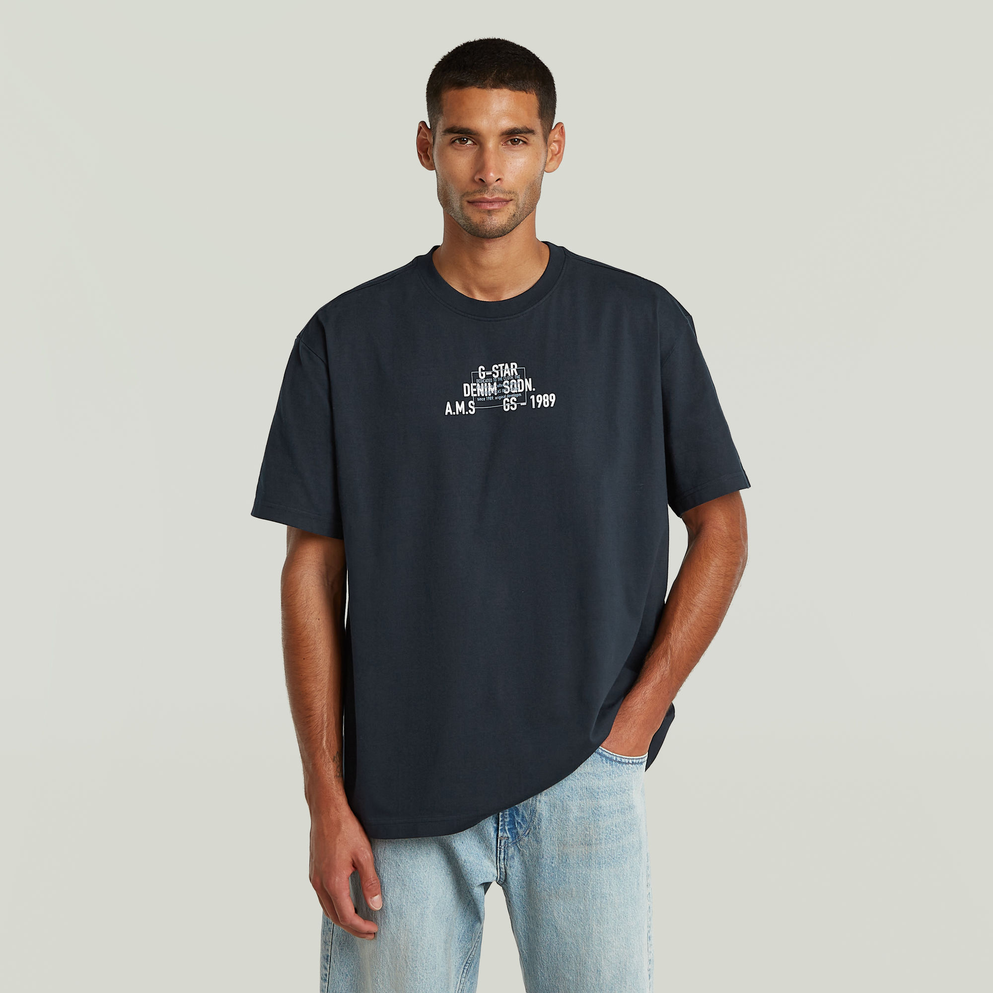 Multi Technique Relaxed T-Shirt - Dunkelblau - Herren