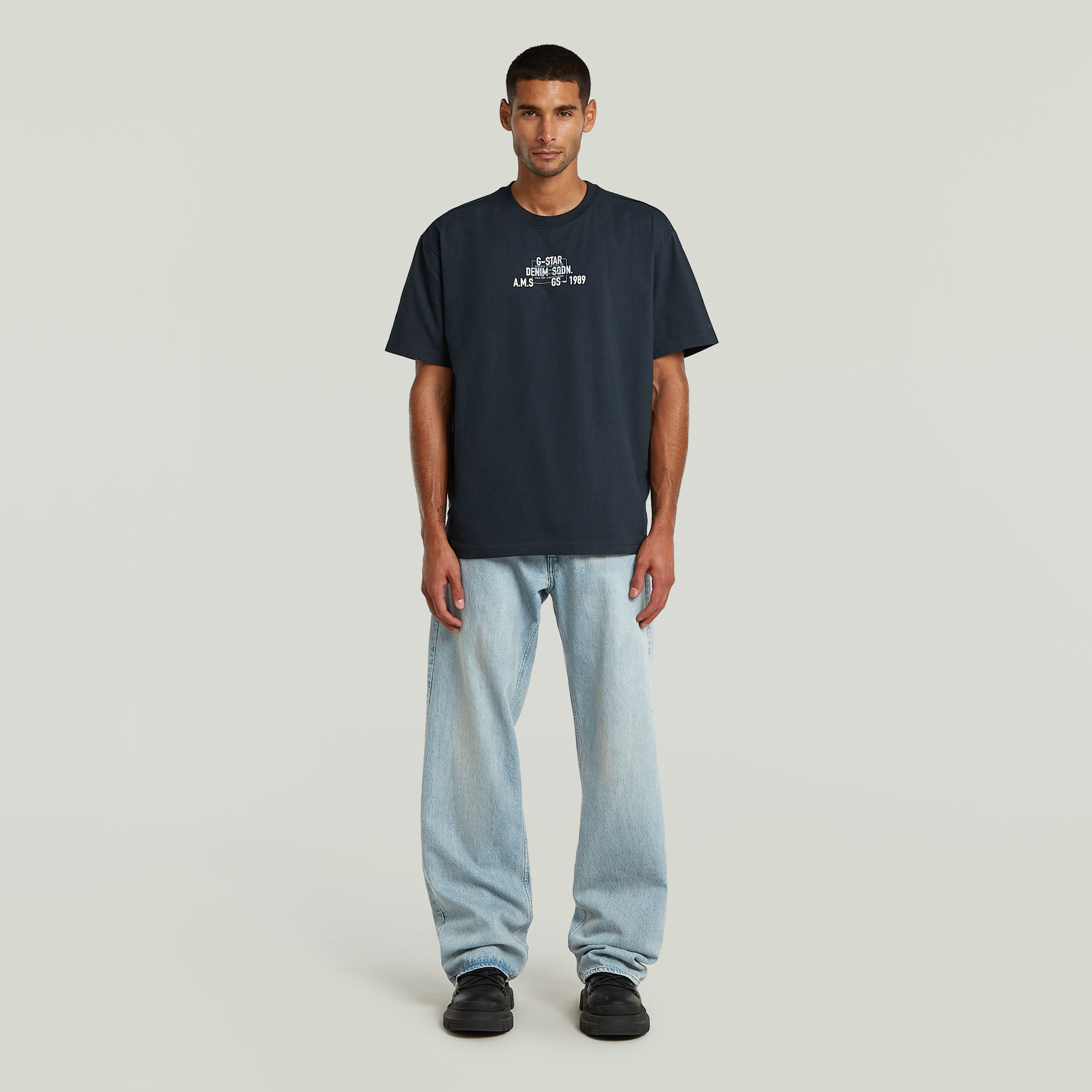 Thumbnail - Multi Technique Relaxed T-Shirt - Dunkelblau - Herren