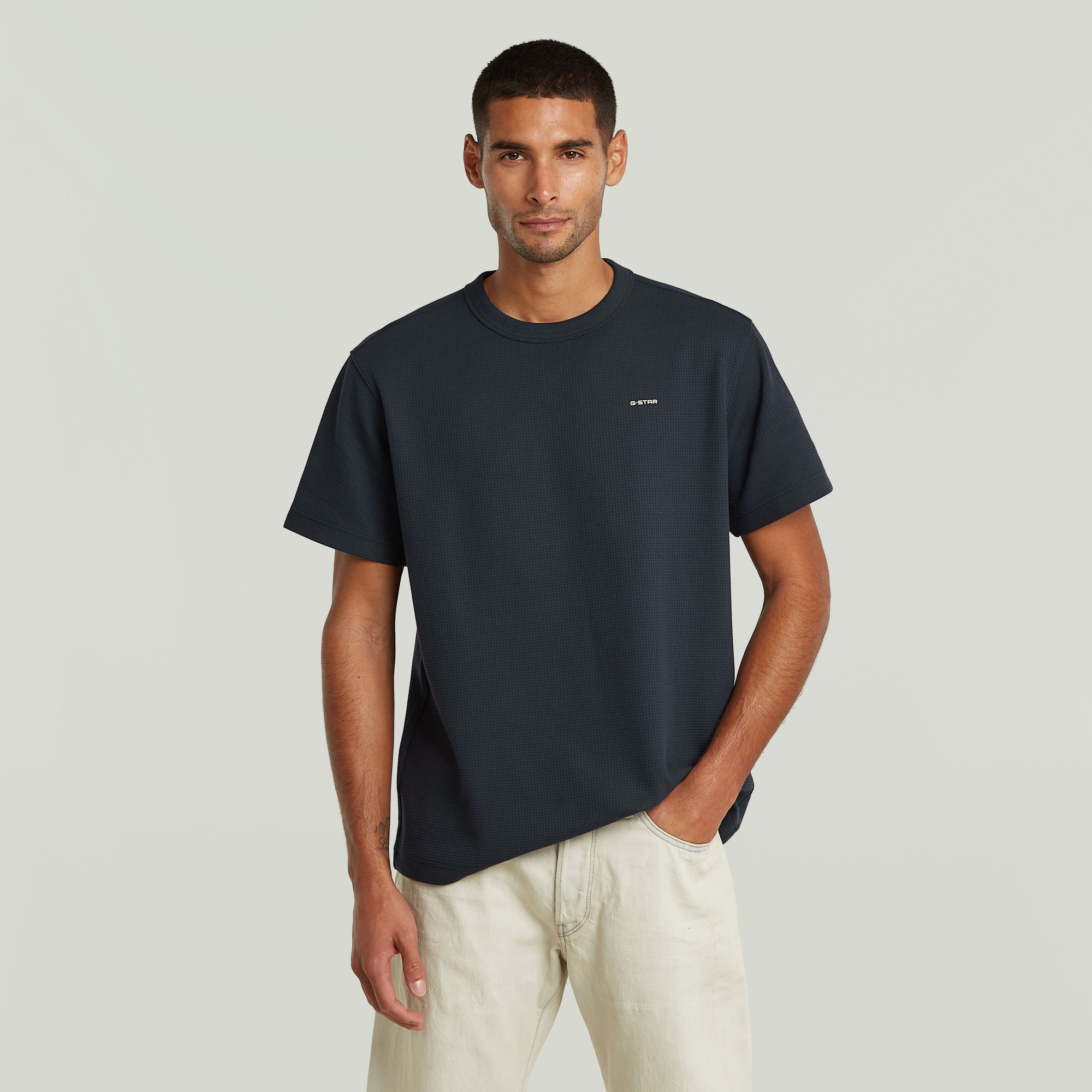 True Regular Structured T-Shirt - Dunkelblau - Herren