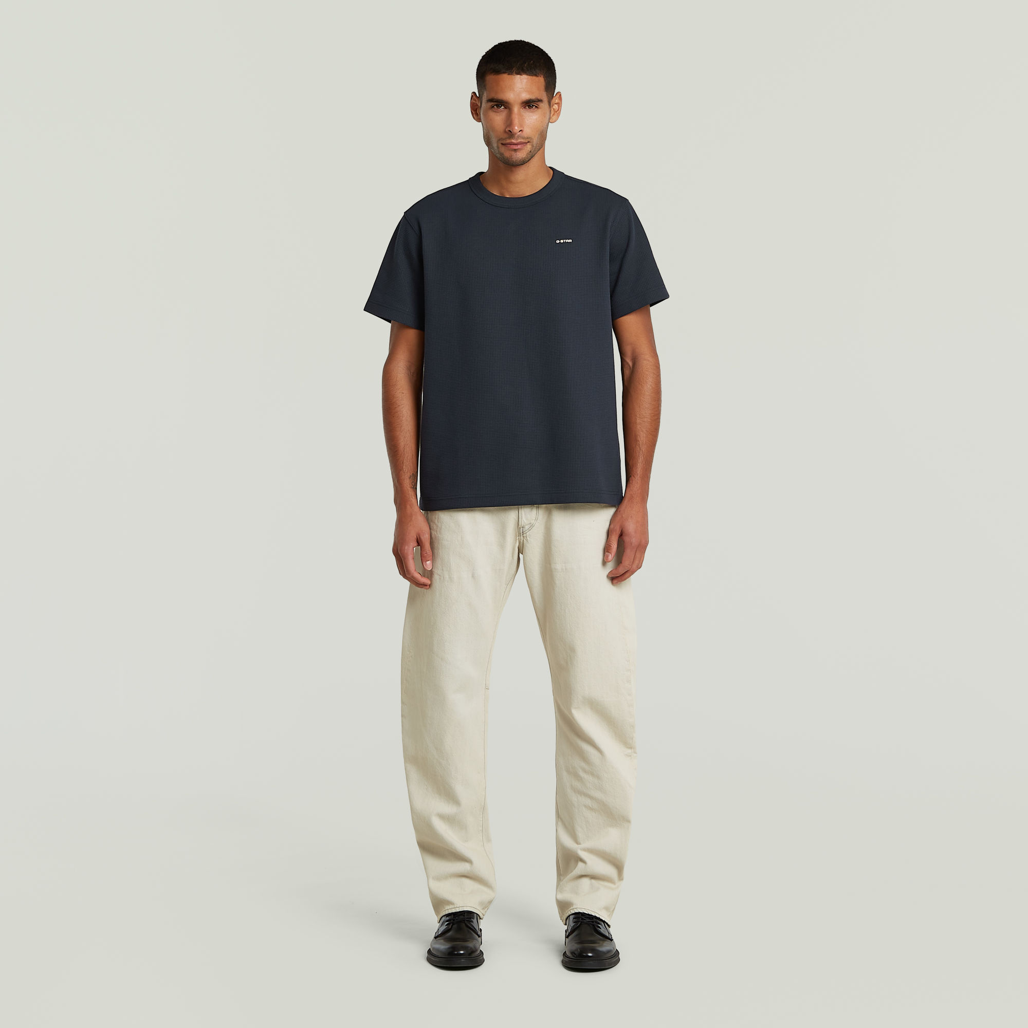 Thumbnail - True Regular Structured T-Shirt - Dunkelblau - Herren