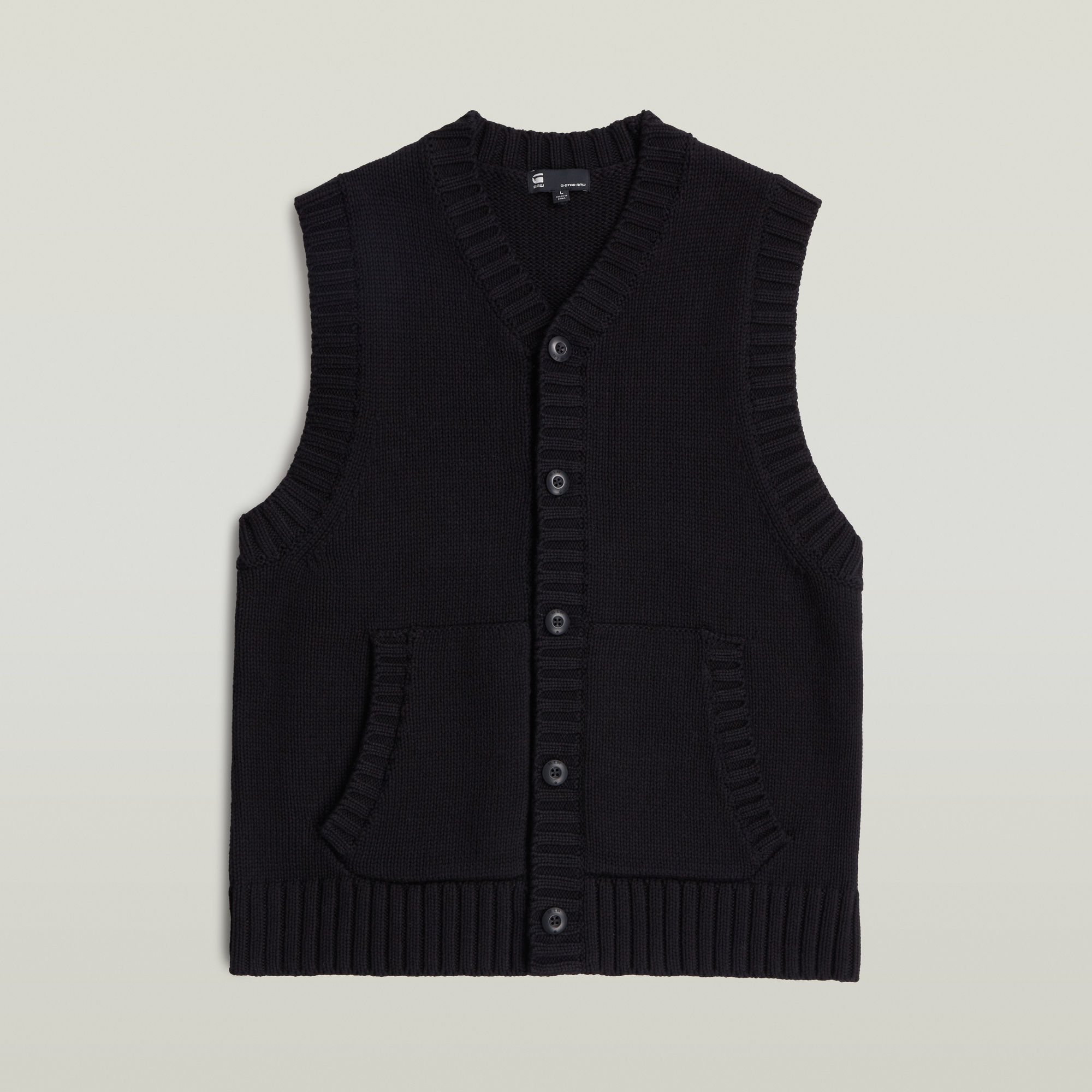 Thumbnail - Heavy Vest Knit - Schwarz - Herren