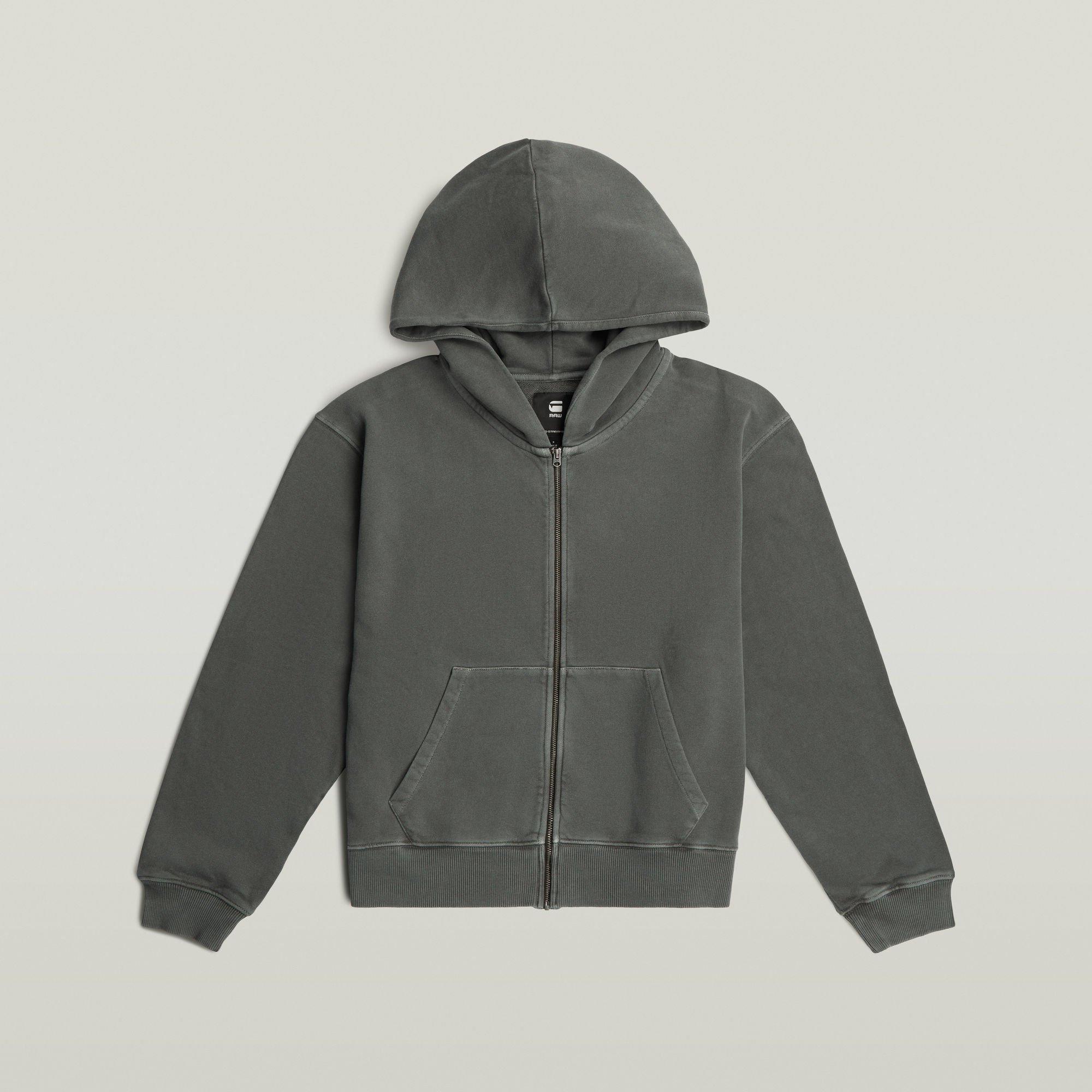 Thumbnail - Washed Hoodie Zip Relaxed Sweatshirt - Grau - Damen