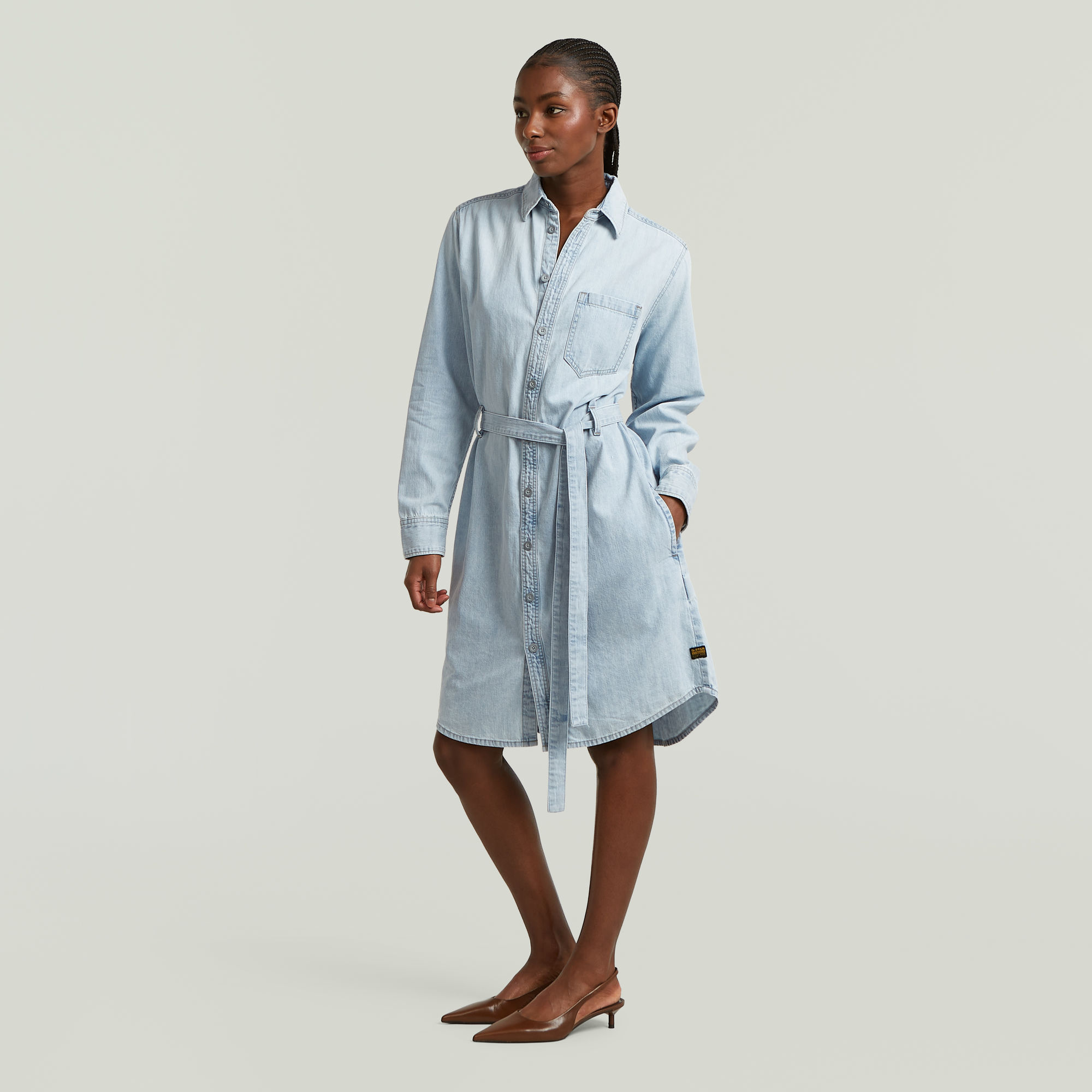 Thumbnail - Shirt Dress Belt - Hellblau - Damen